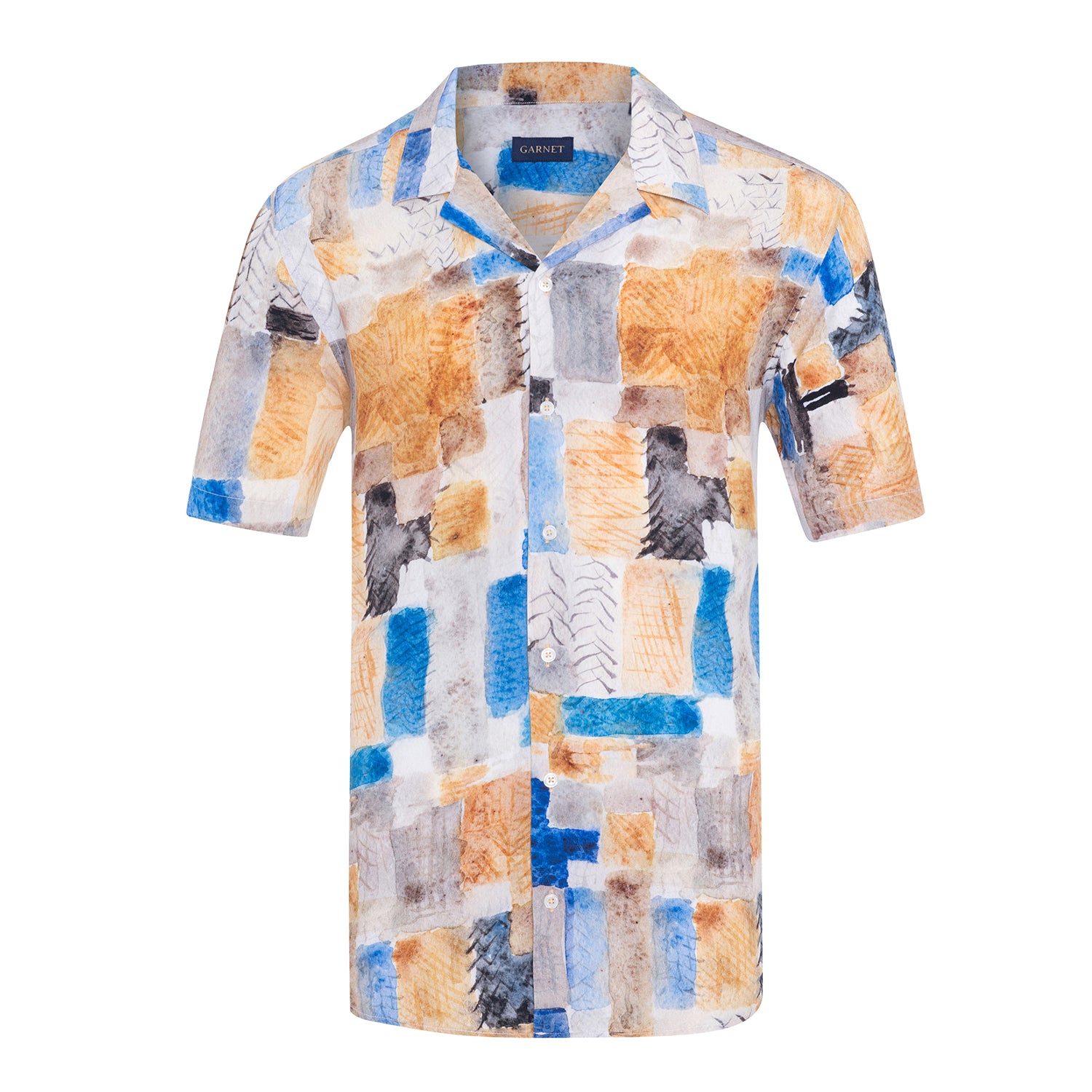 Garnet Men's Printed Abstract Multi Stretch Short Sleeve Shirts