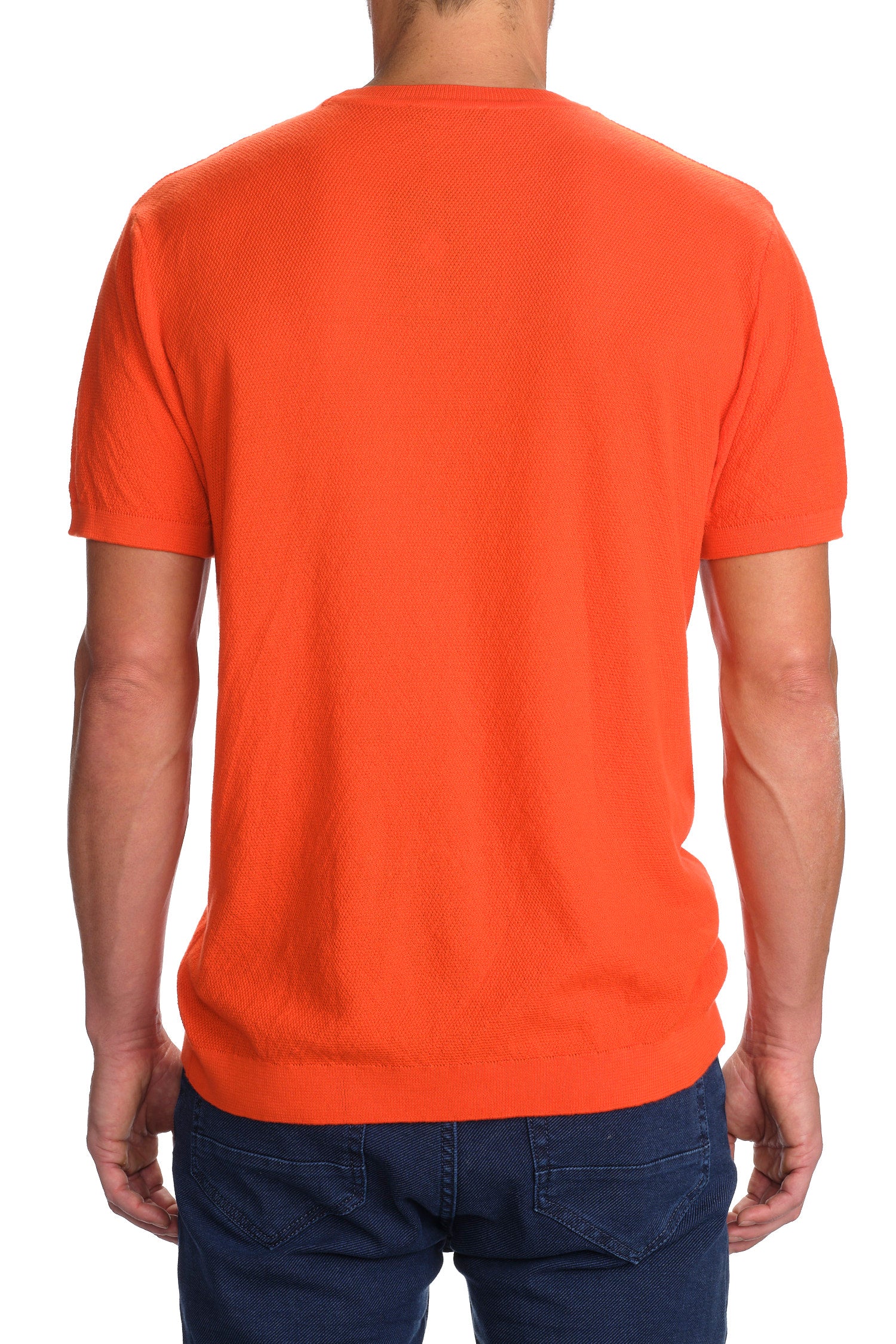 Garnet Men's Honeycomb Crew Neck Short Sleeve Sweater 2418009 Orange