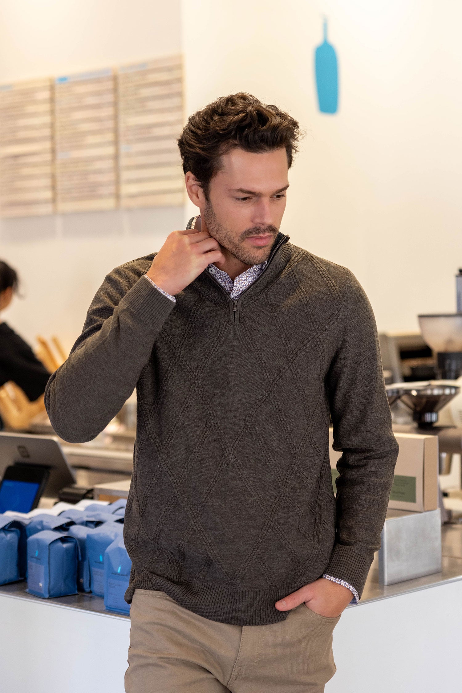 quarter zip sweater over dress shirt How To Style A Quarter Zip Sweater | Men's Styling Guide