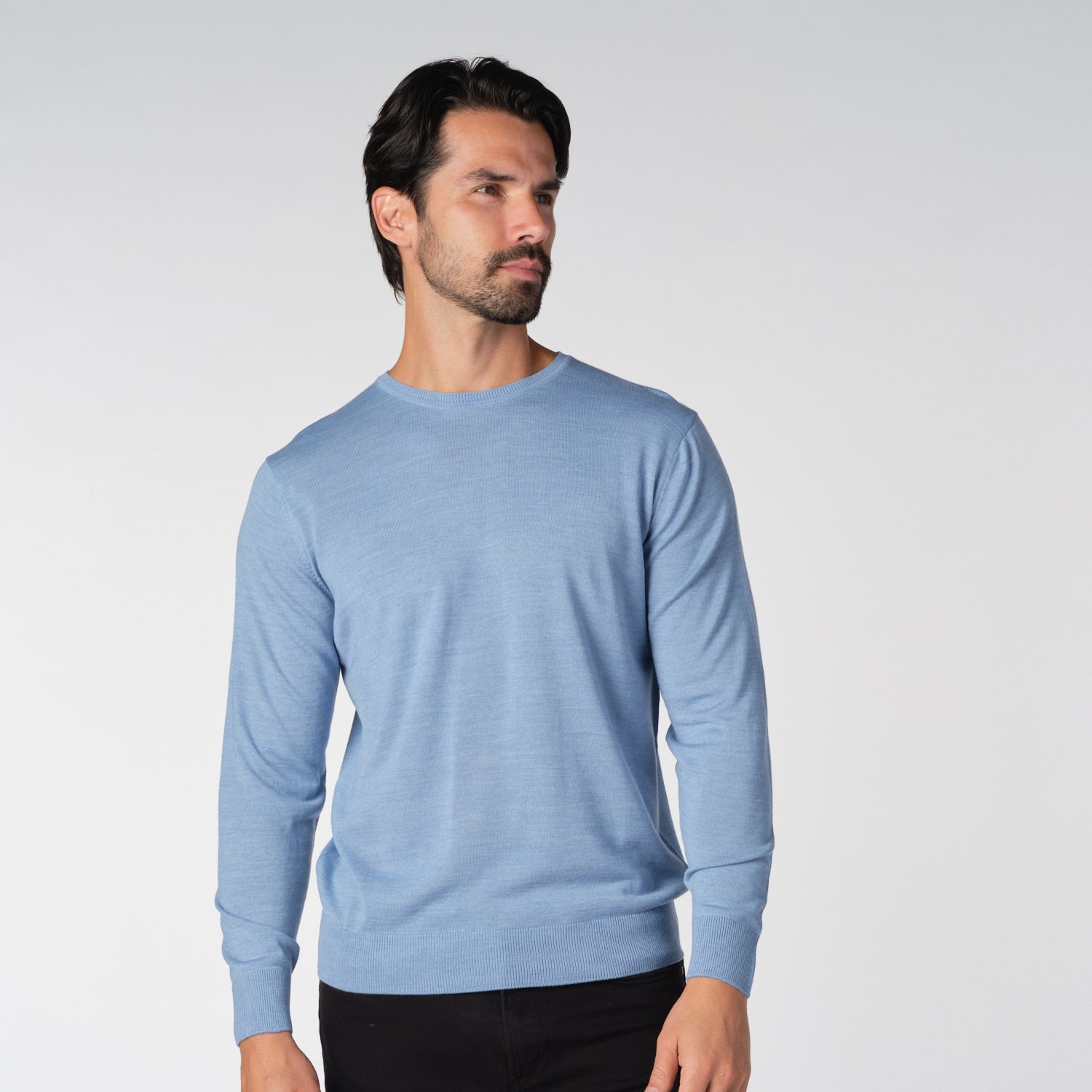 Merino Wool Solid Crew Neck Sweater
