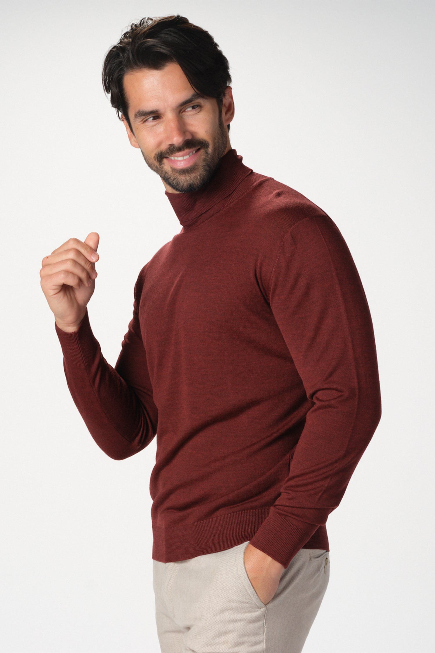 Merino Wool Solid Turtle Neck Sweater