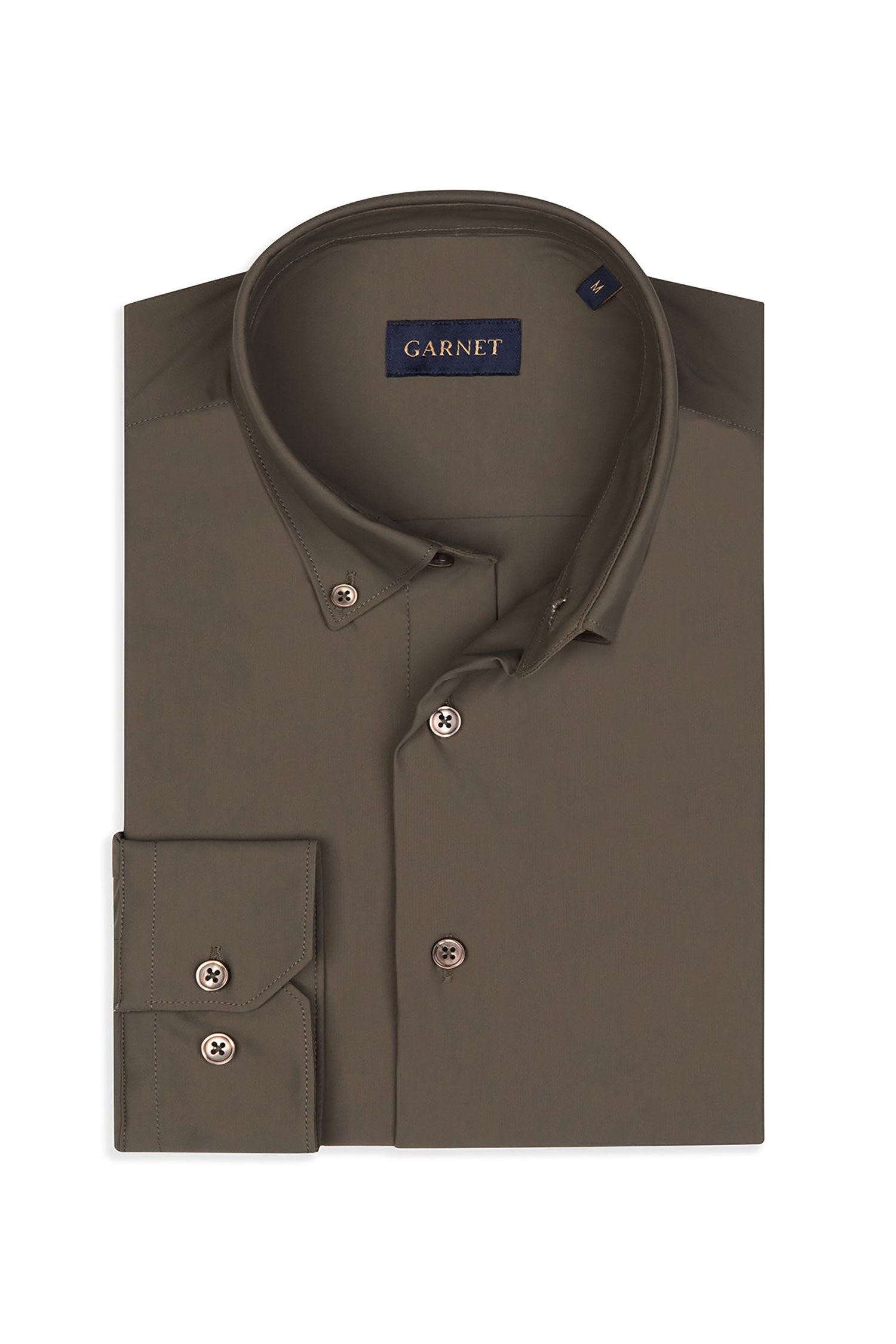 Garnet Men's Solid 4 Way Stretch Shirt in Forest Green 2321001-34