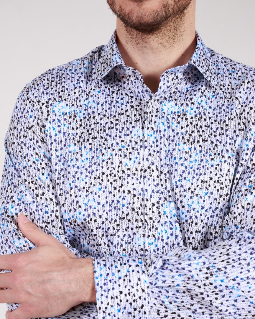 Abstract Geometric Printed Long Sleeve Cotton Shirt