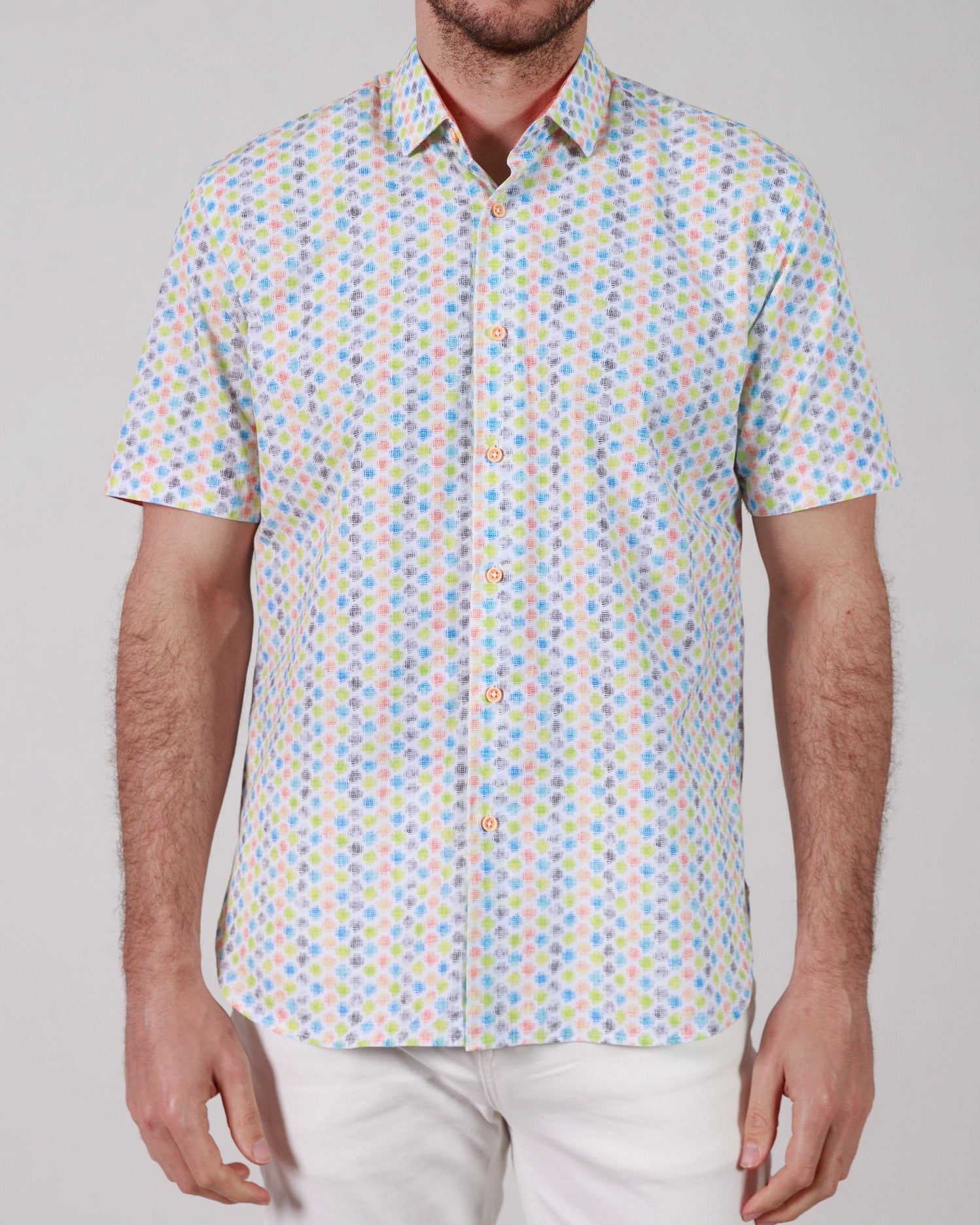 Abstract Printed Short Sleeve Cotton Shirt