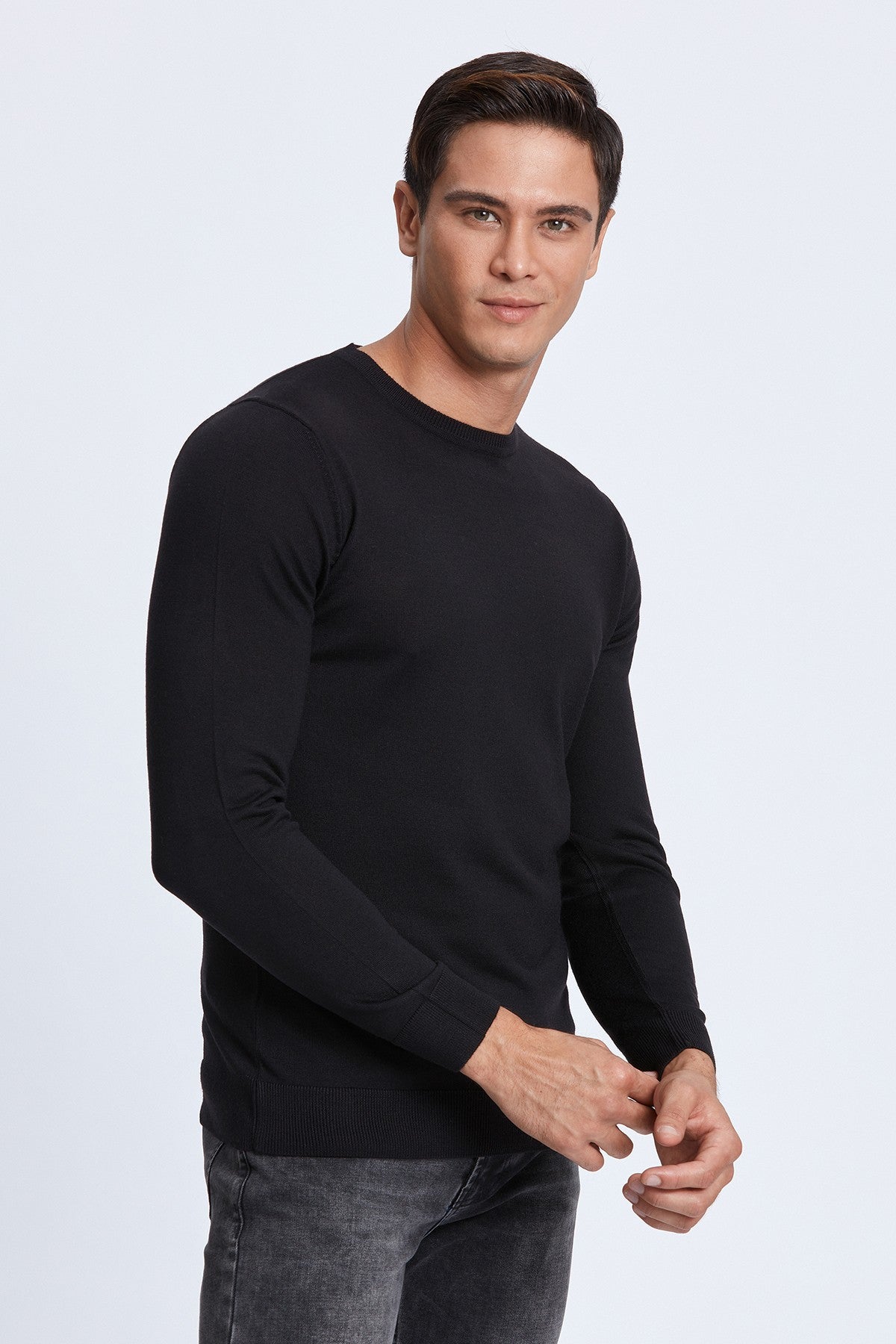 Crewneck Merino Sweater in Black