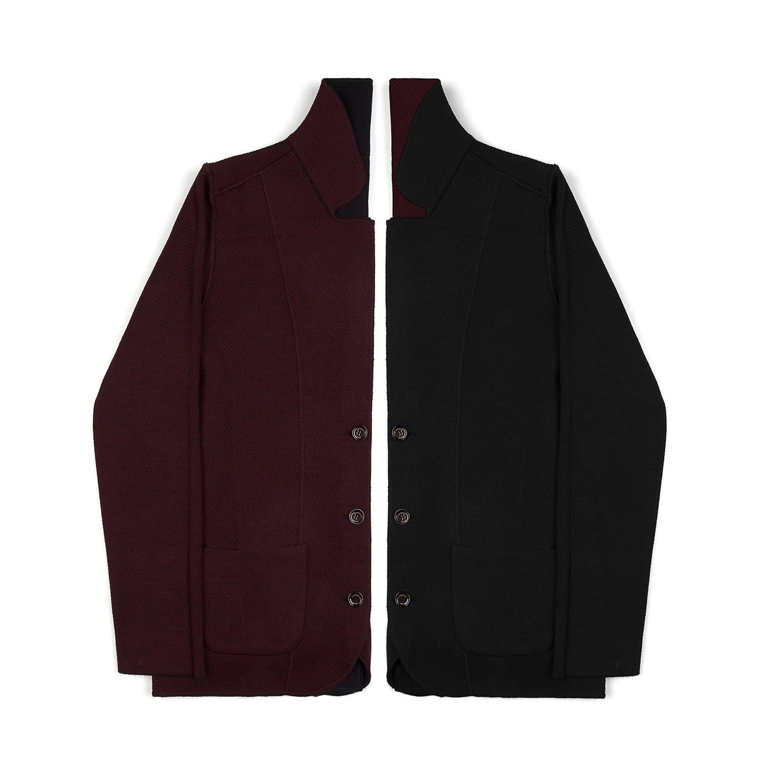 Double Face Blazer in Burgundy and Back