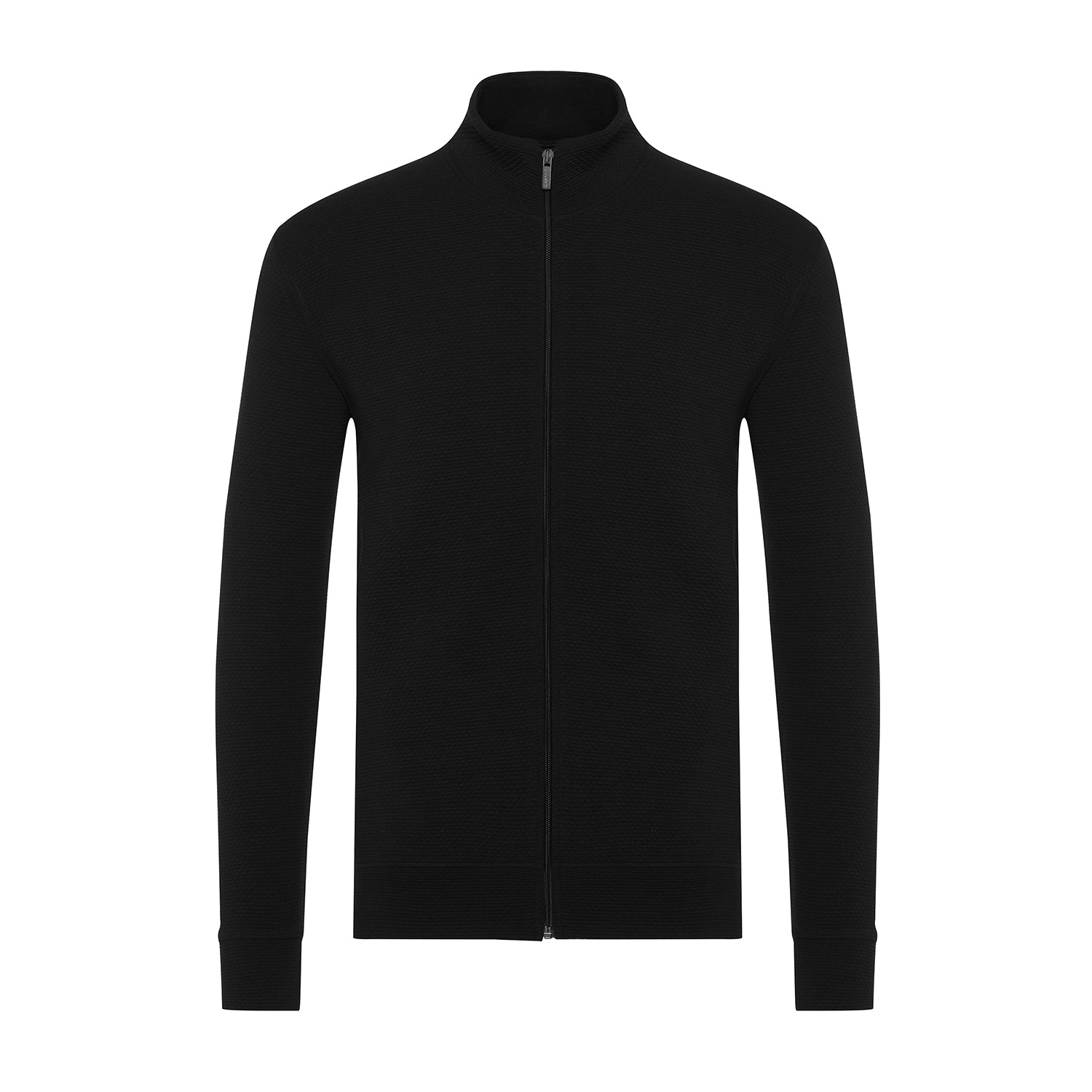 Luxury Tech Full Zip Black Jersey Sweater