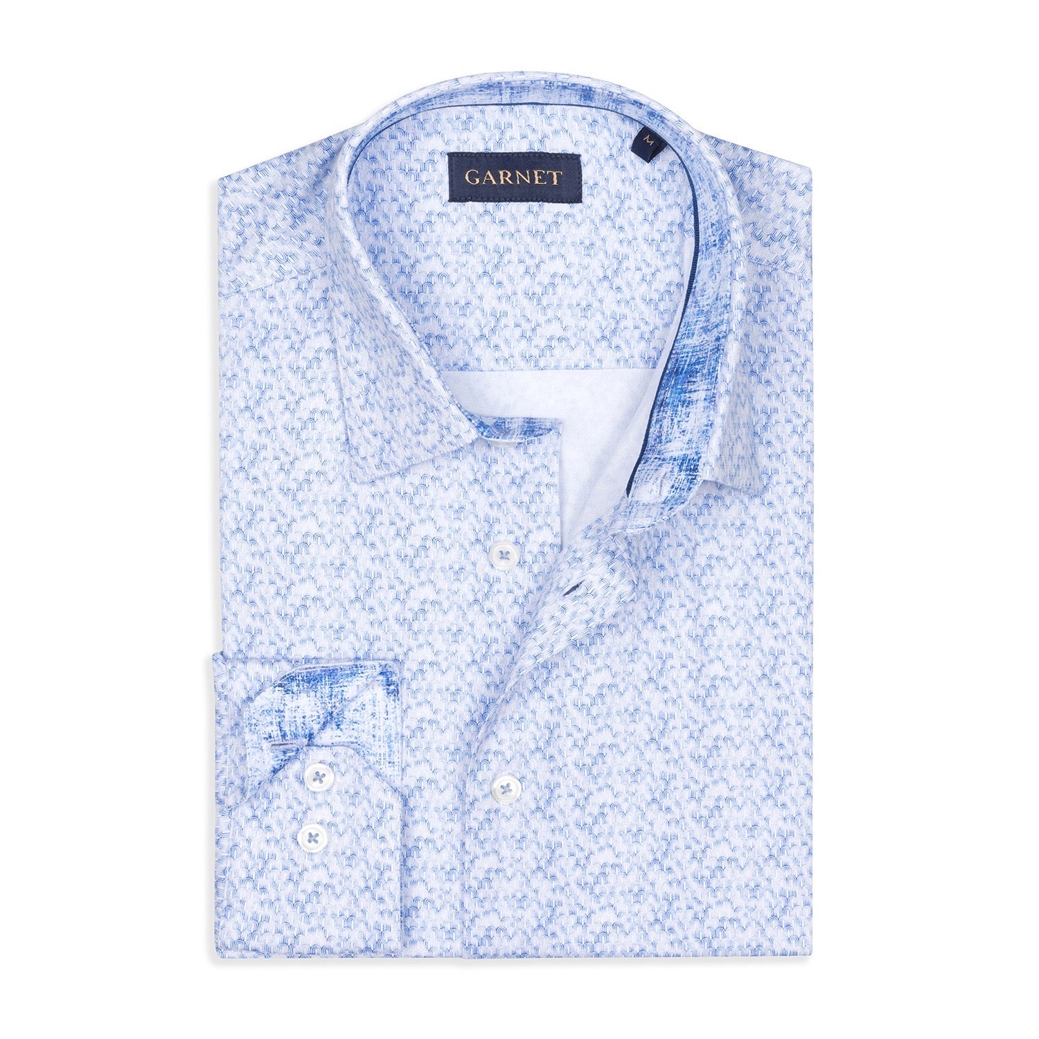 Abstract Printed Airbrush Blue Long Sleeve Cotton Shirt
