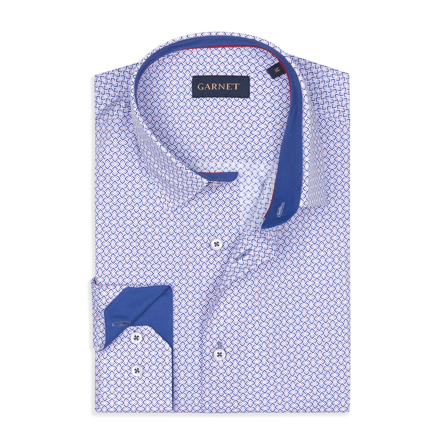 Purple Minimal Geometric Printed Lon Sleeve Cotton Shirt