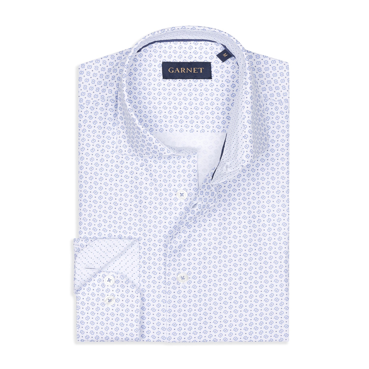 Blue Geometric Printed Long Sleeve Shirt