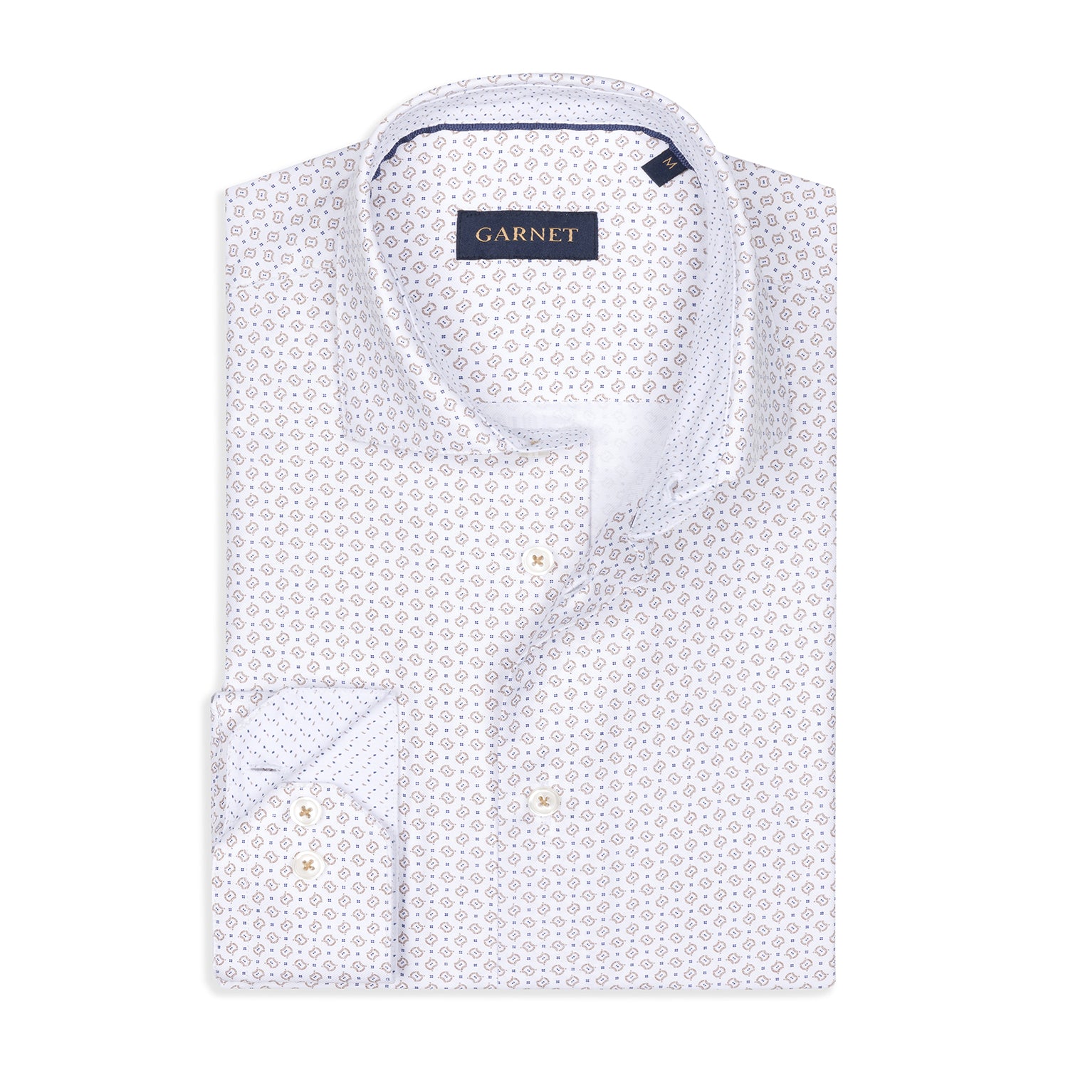 Beige Geometric Printed Long Sleeve Shirt