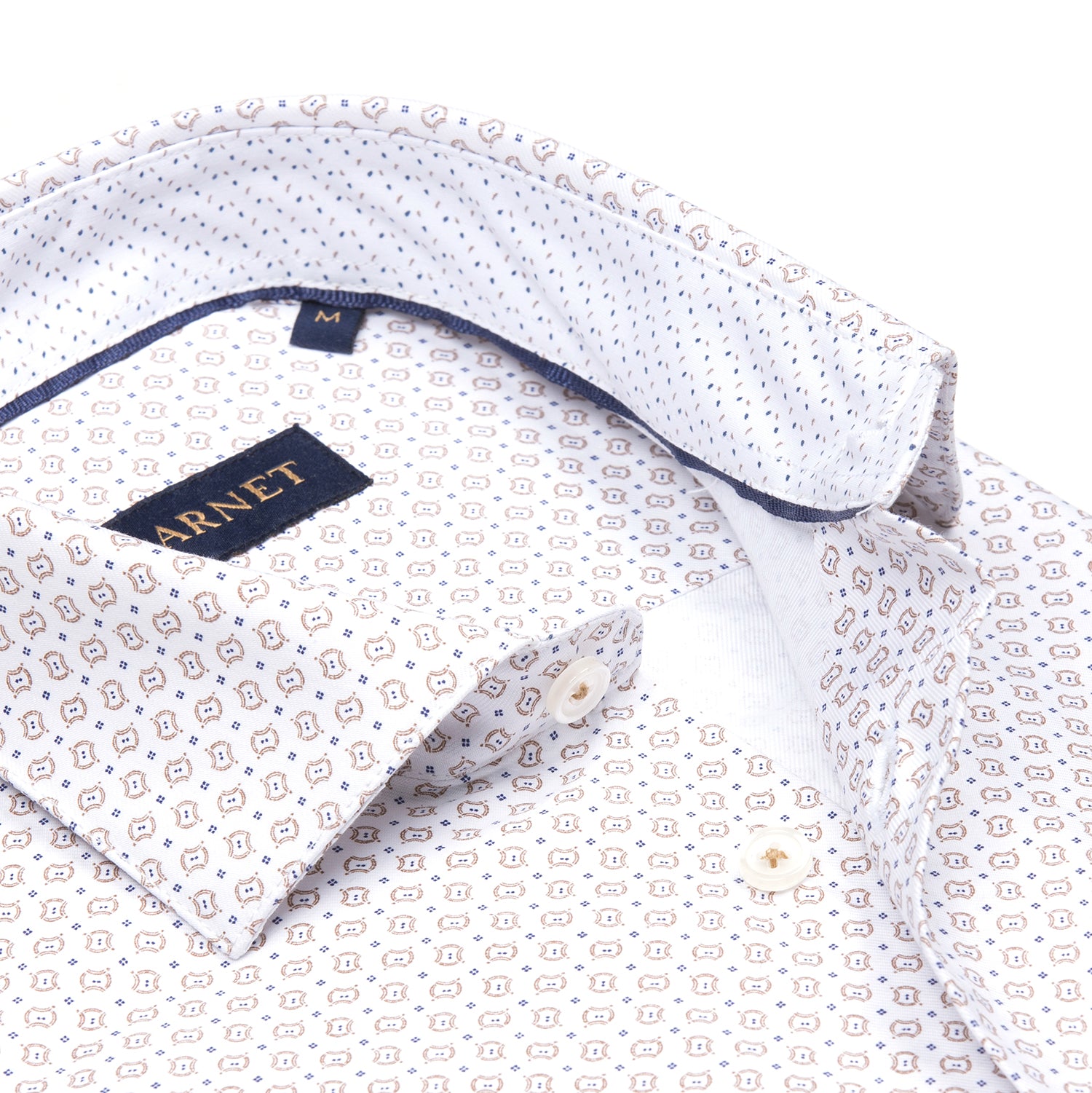 Beige Geometric Printed Long Sleeve Shirt
