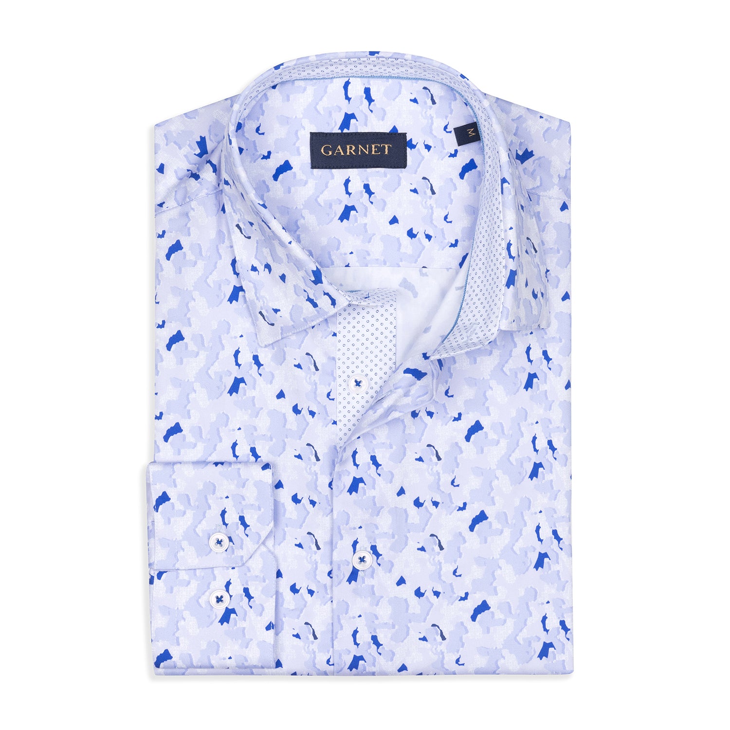 Blue Cameo Printed Long Sleeve Cotton Shirt