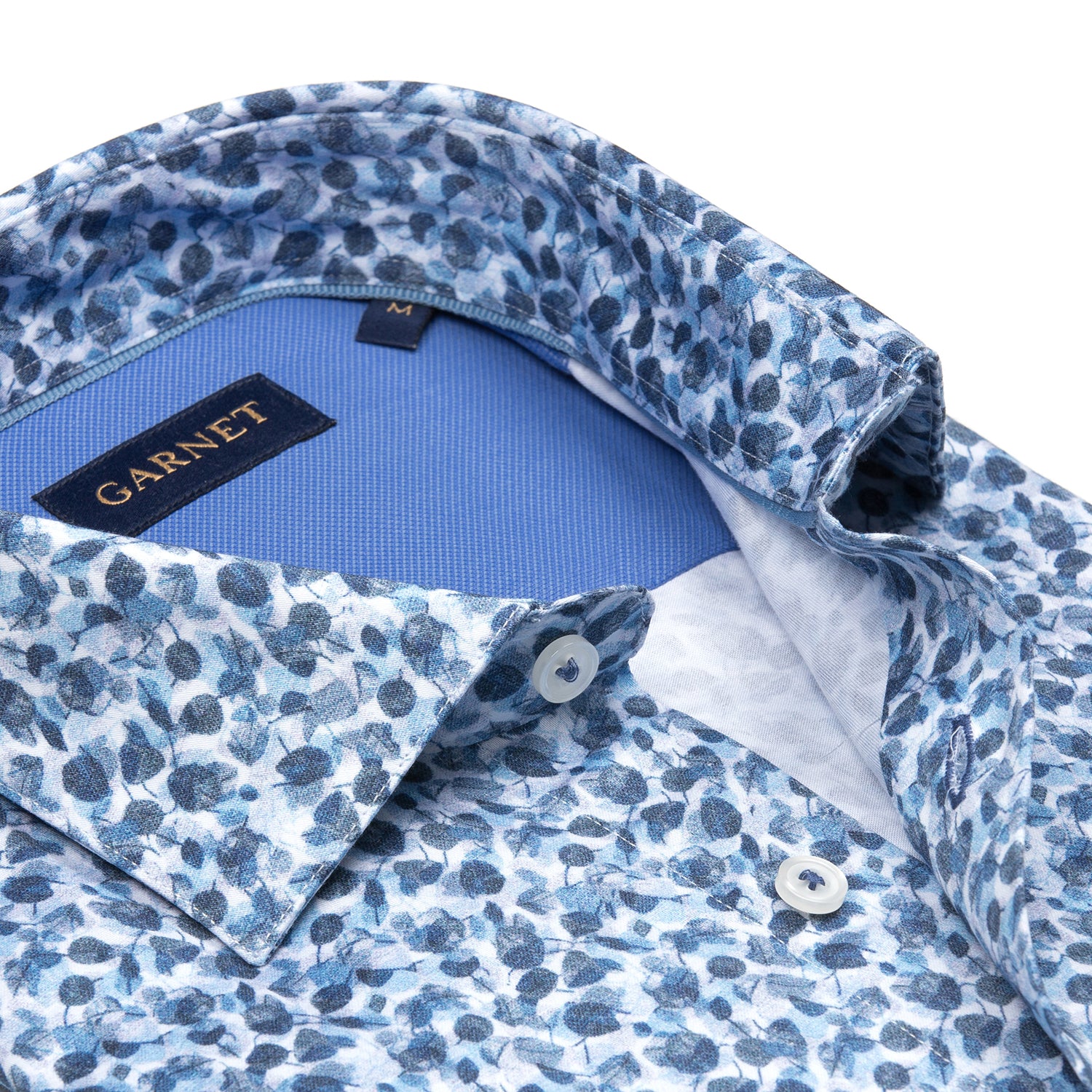 Blue Floral Printed Long Sleeve Cotton Shirt