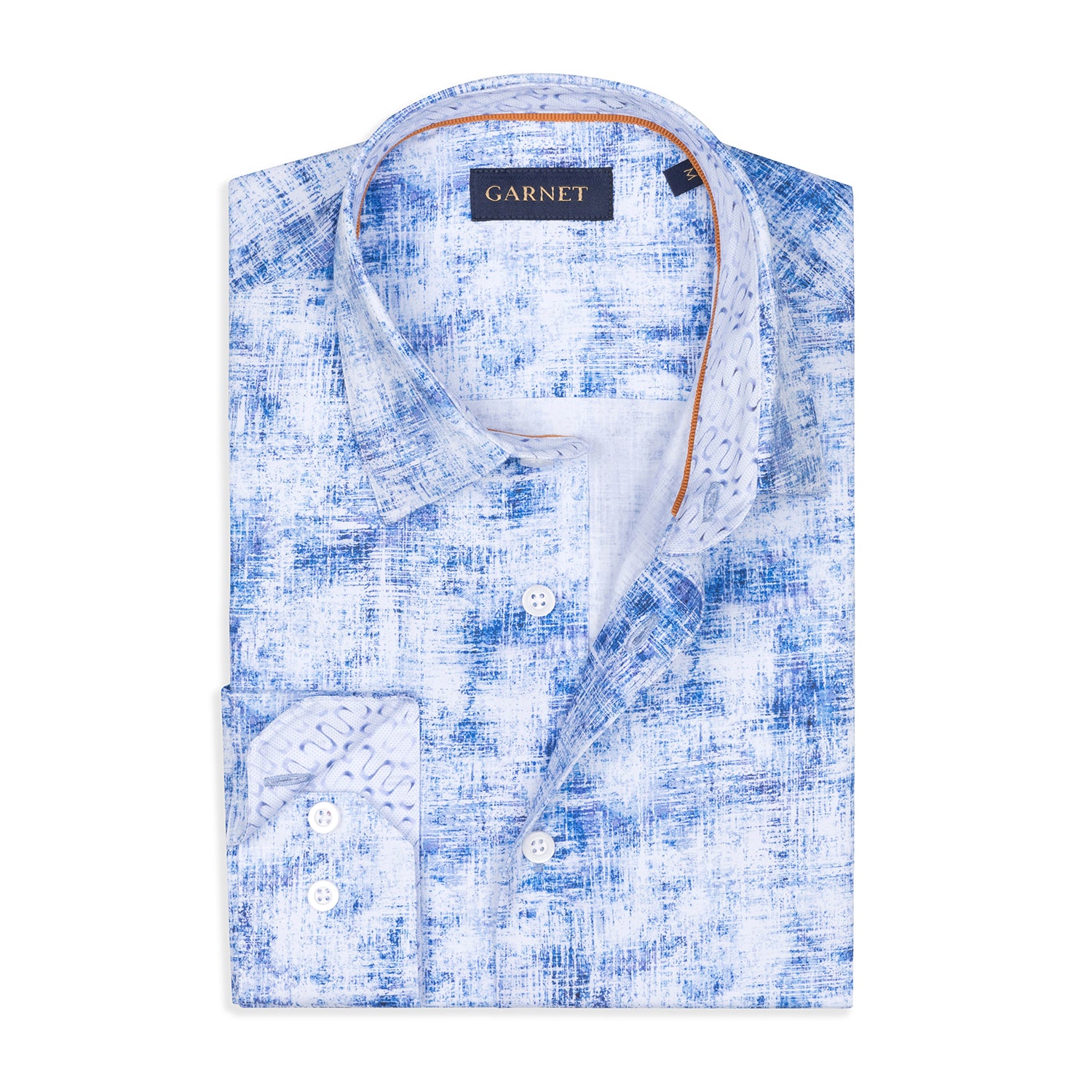 Light Blue Airbrush Printed Long Sleeve Cotton Shirt