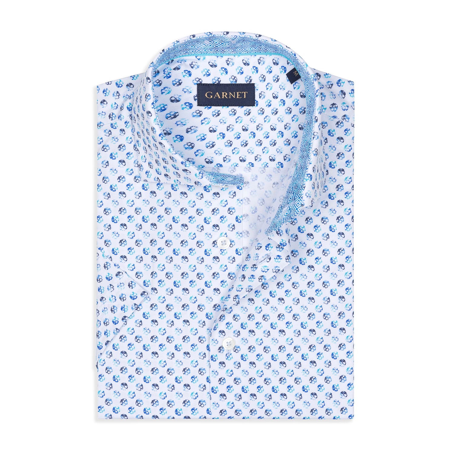 Garnet Men's Printed polka Dotted Blue Short Sleeve Shirts