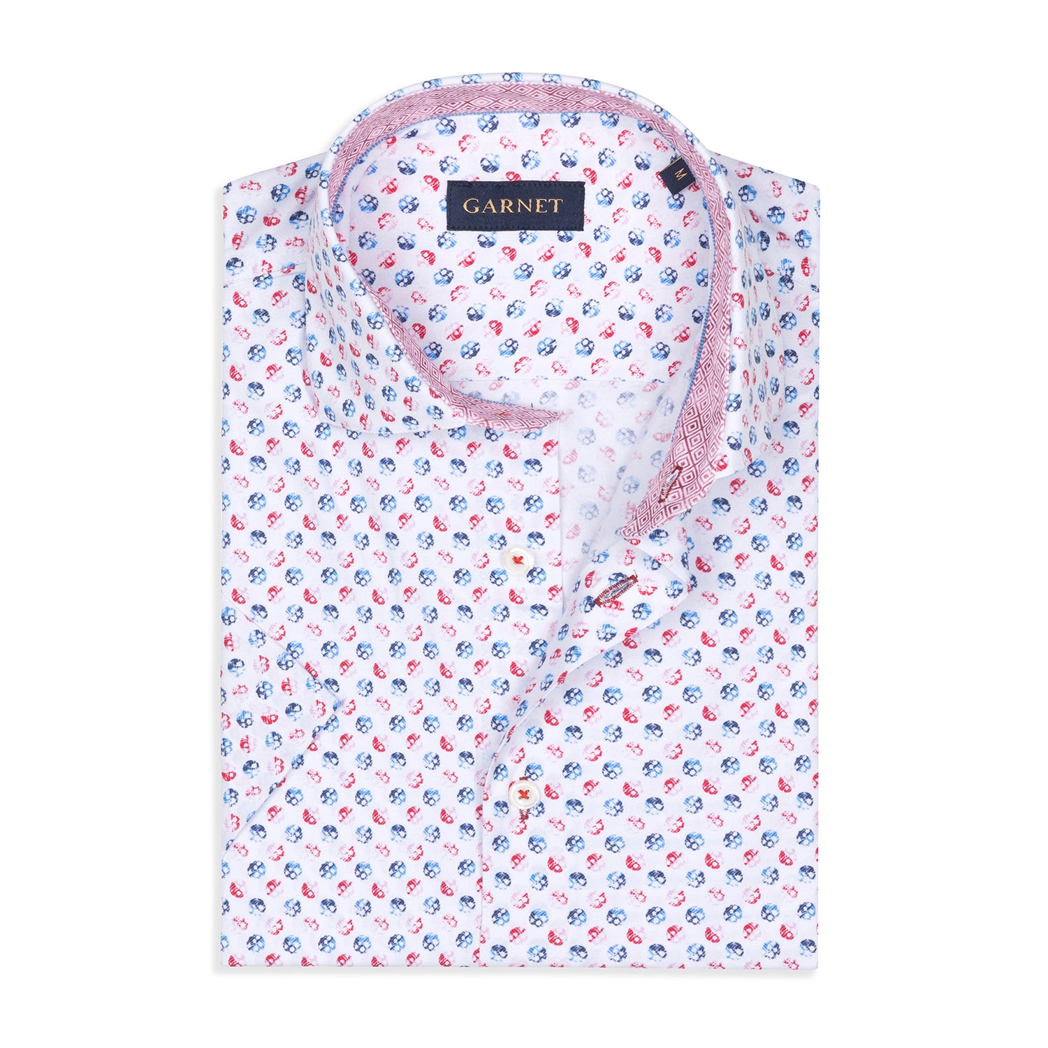 Garnet Men's Multi Printed Geometric Polka Dotted Short Sleeve Shirts