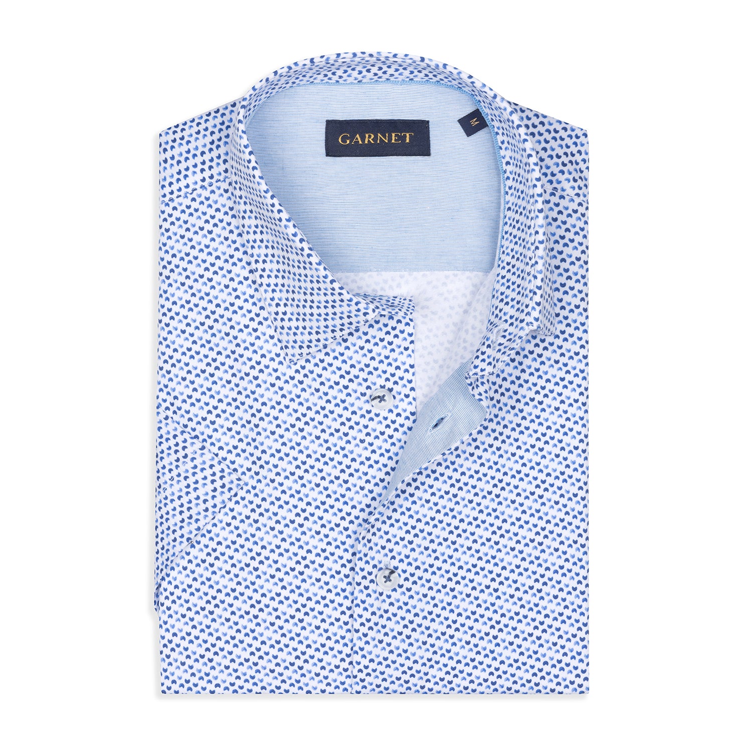 Garnet Men's Printed Geometric Blue Short Sleeve Shirts