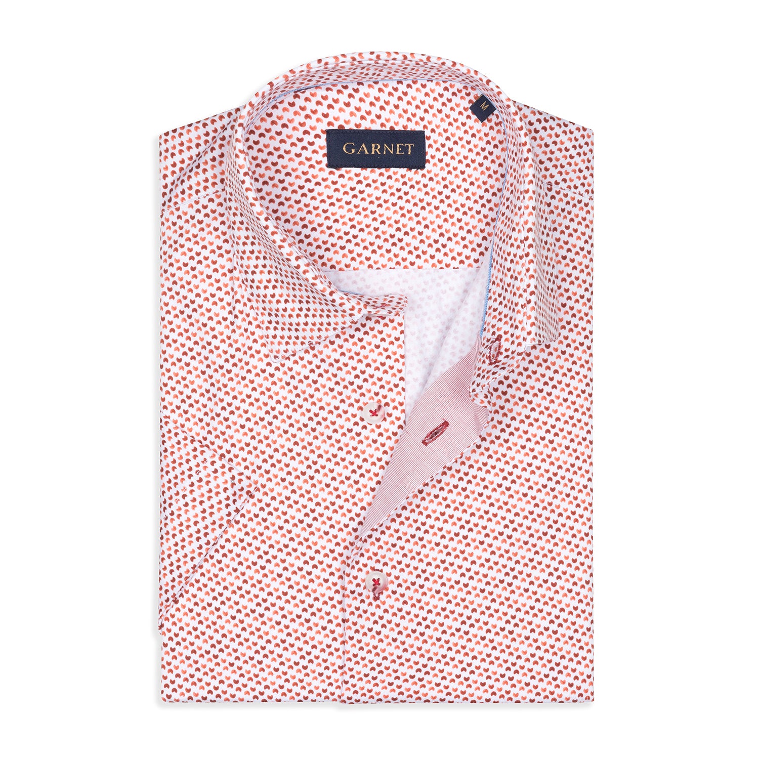 Garnet Men's Printed Pink Geometric Short Sleeve Button Down Shirts