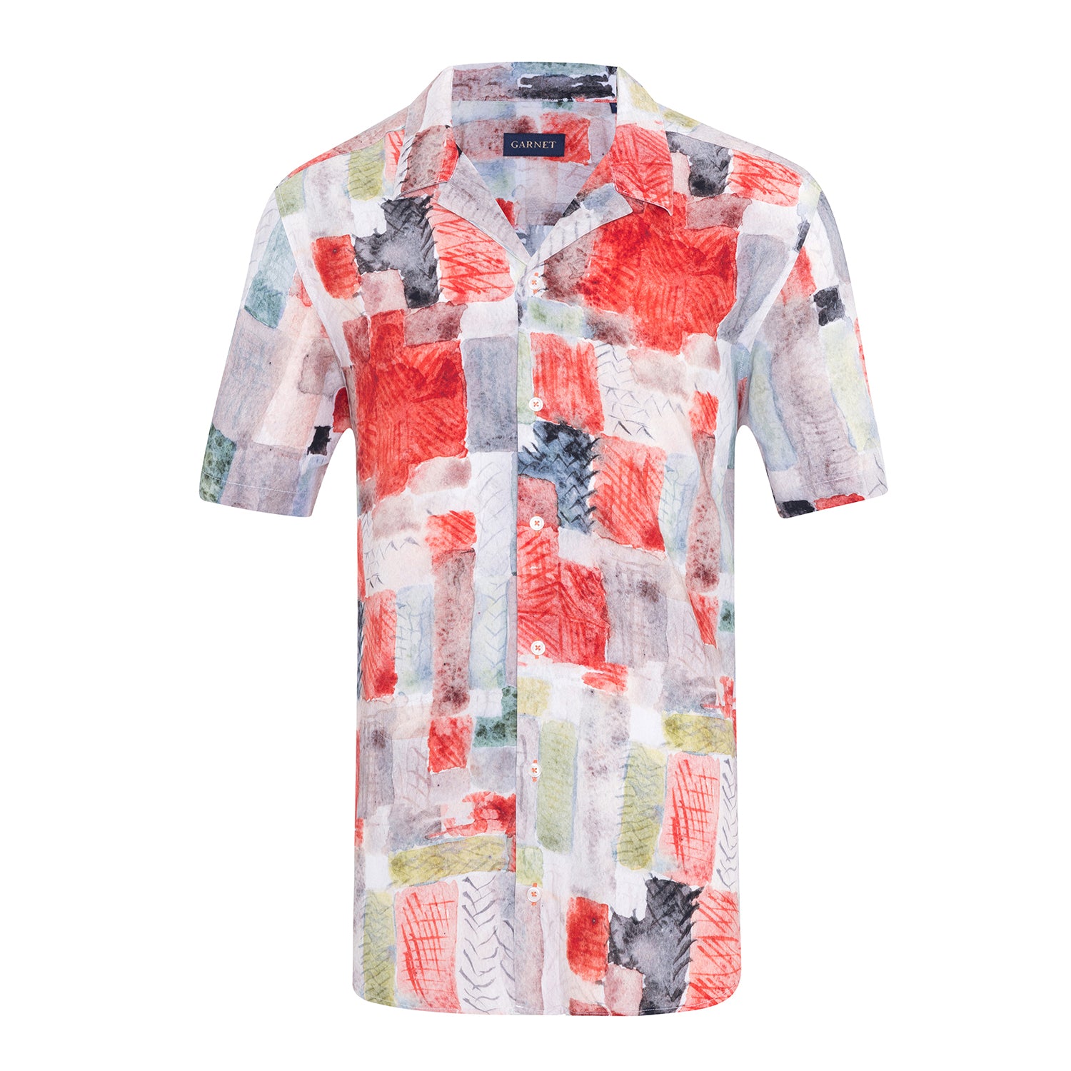 Garnet Men's Printed Abstract Multi Short Sleeve Button Down Shirts