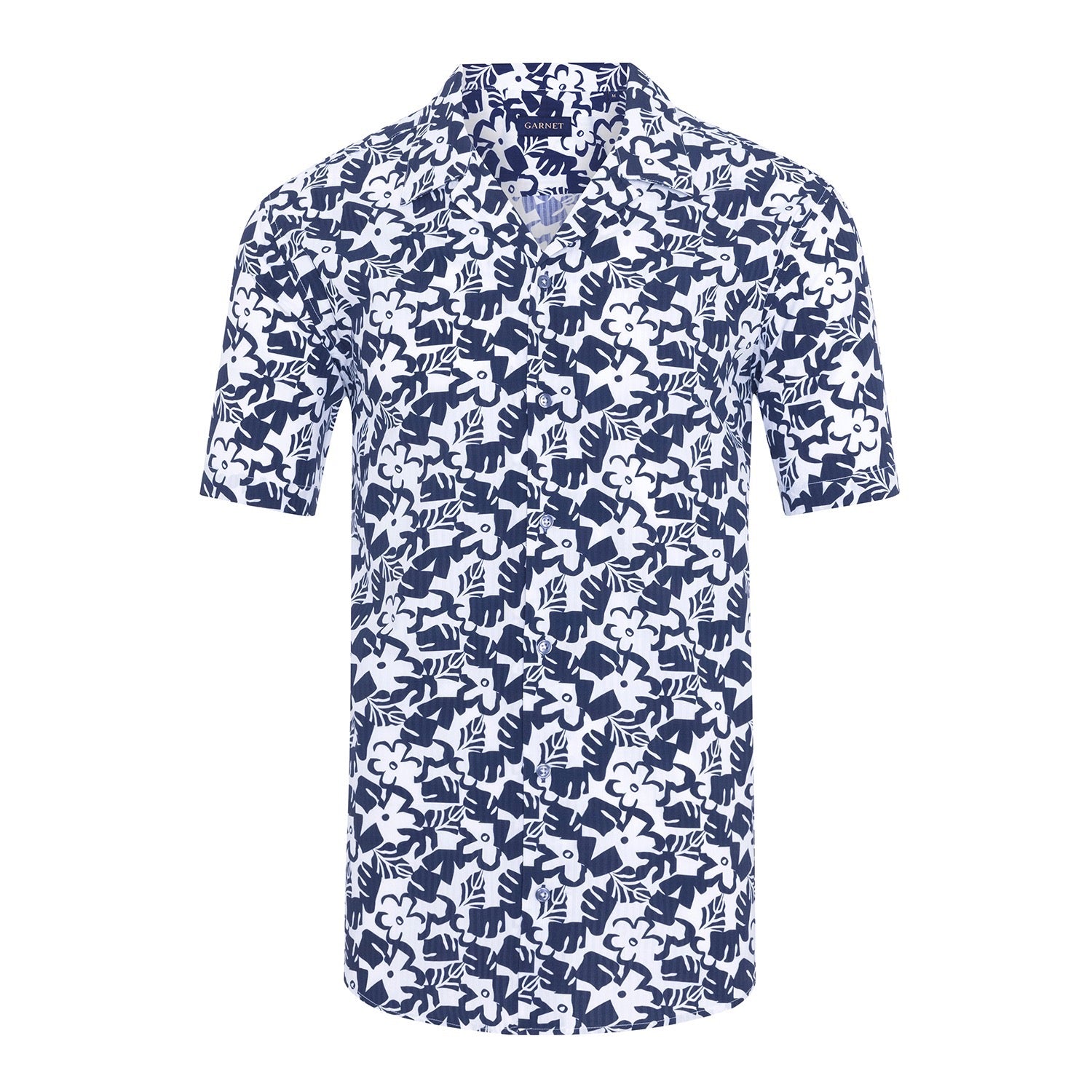 Garnet Men's Floral Printed Seersucker Short Sleeve Shirt 2411097