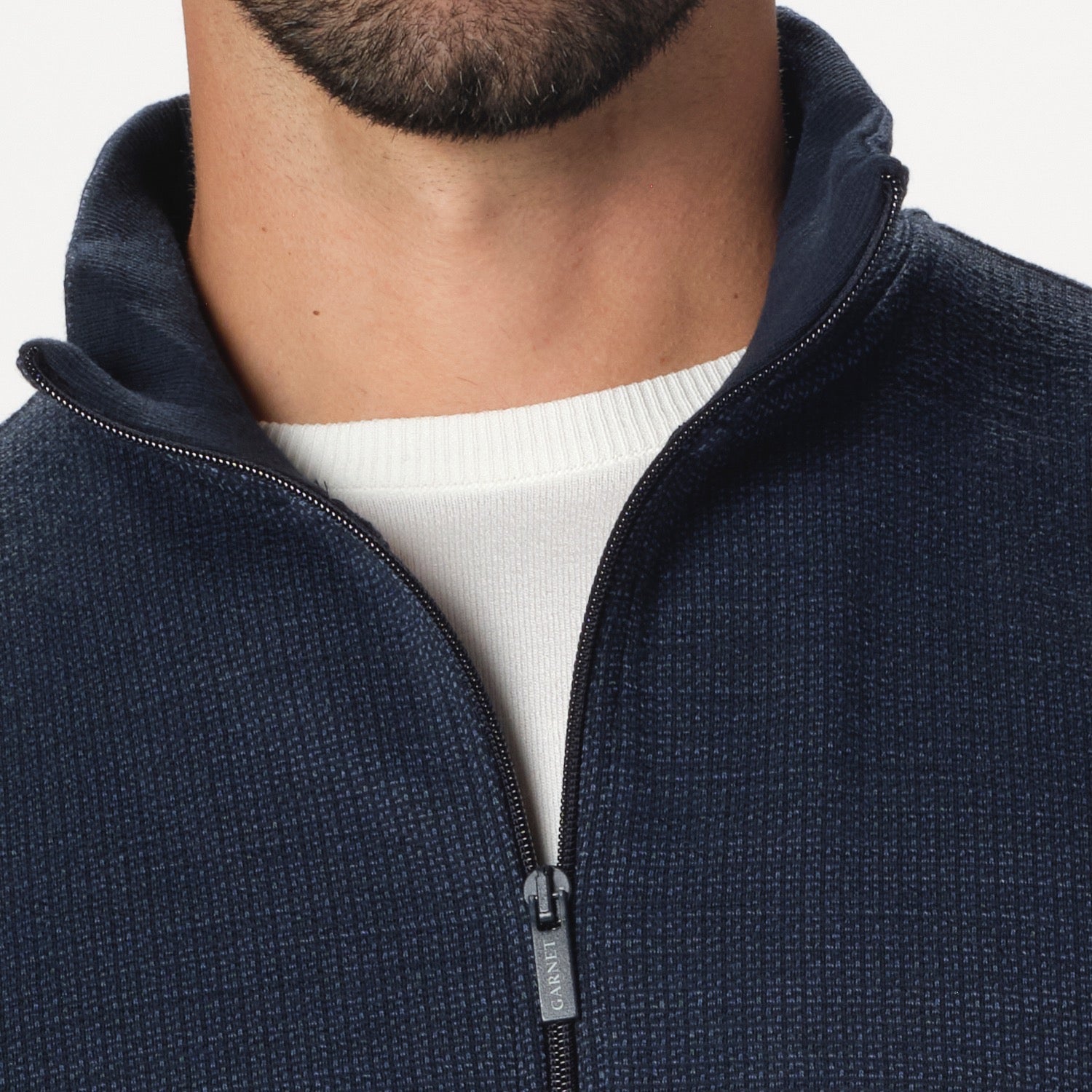 Luxury Tech Full Zip Blue Jersey Sweater