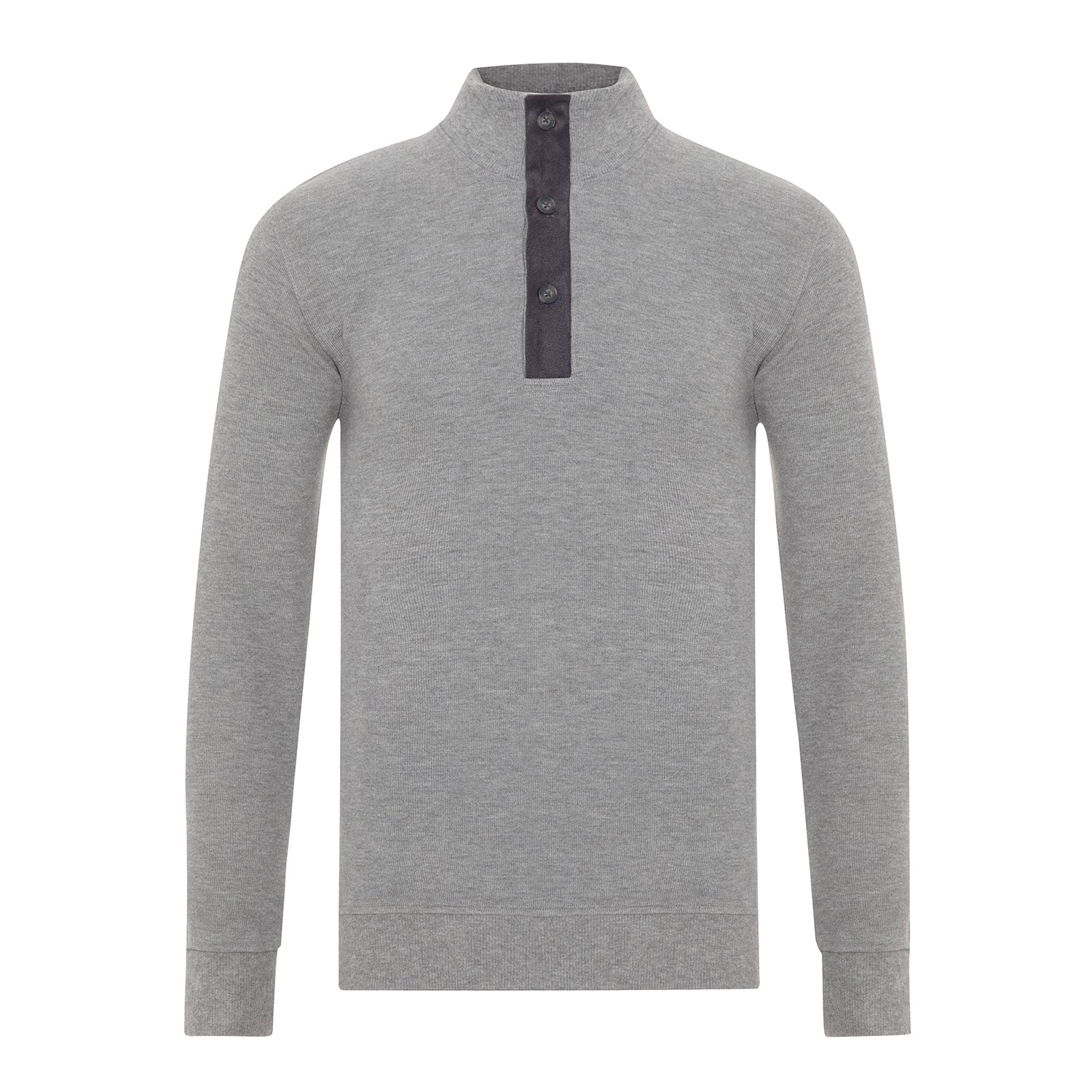 Solid Mock Neck Gray Sweater