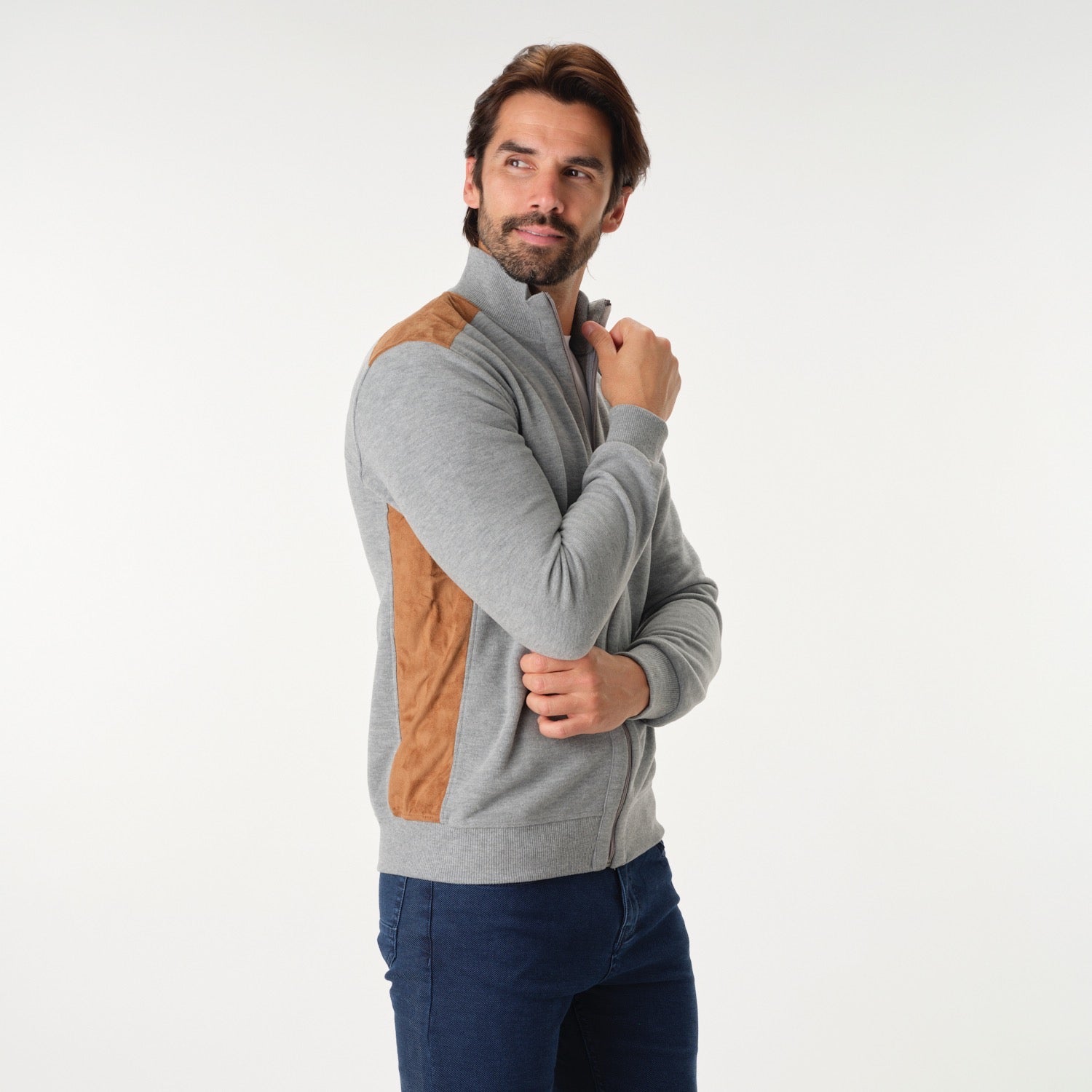 Solid Soft Full Zip Gray Sweater