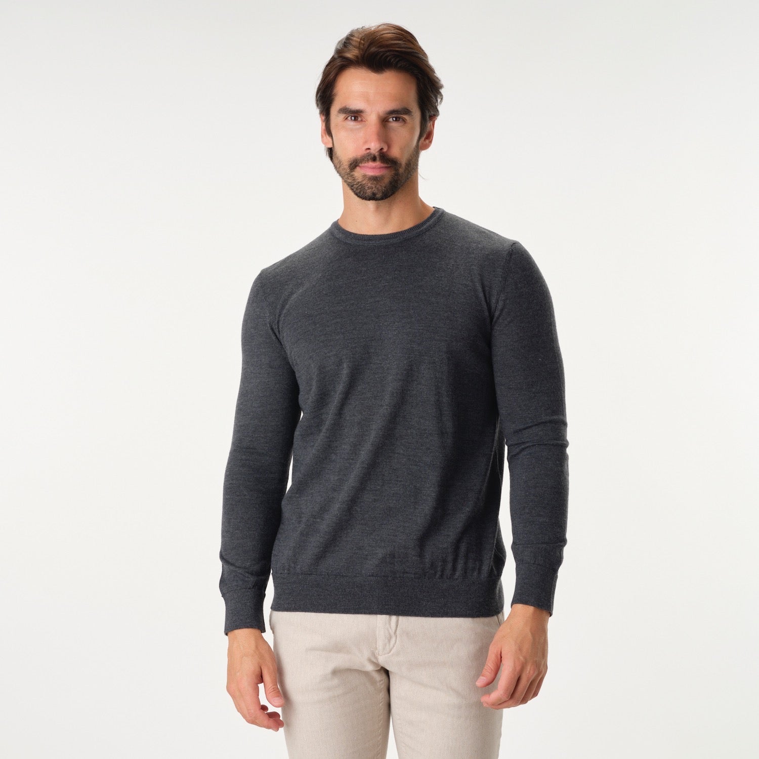 Crewneck Merino Sweater in Charcoal