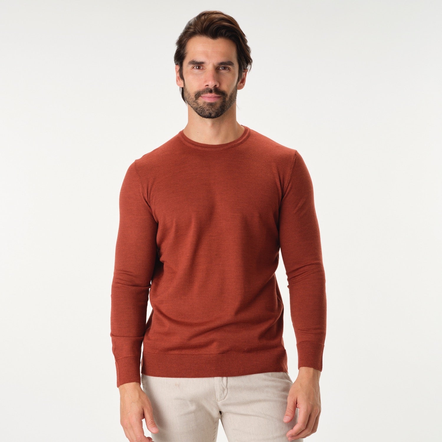Crewneck Merino Sweater in Burned Orange