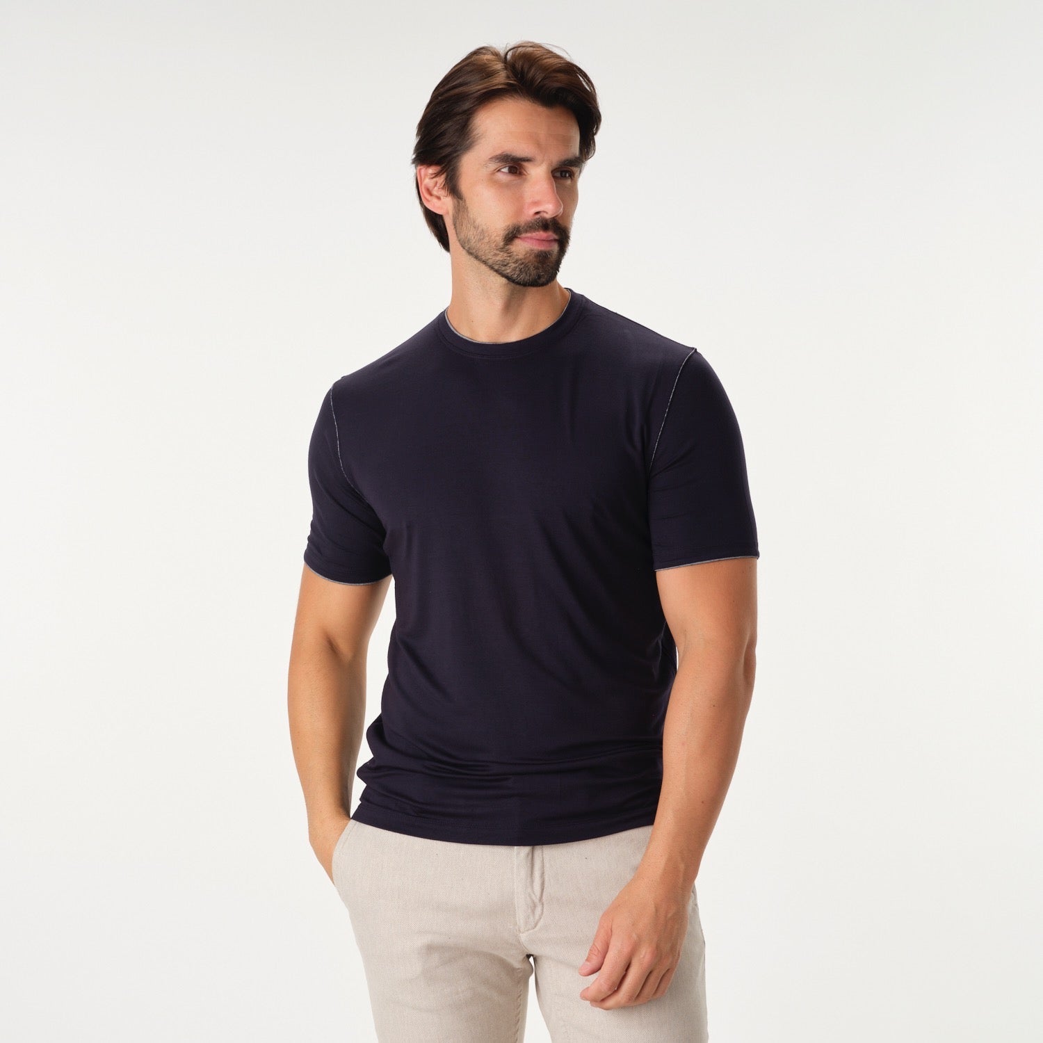 Garnet Men's Solid Performance Crew Neck Short Sleeve T-Shirt 2317017 Navy