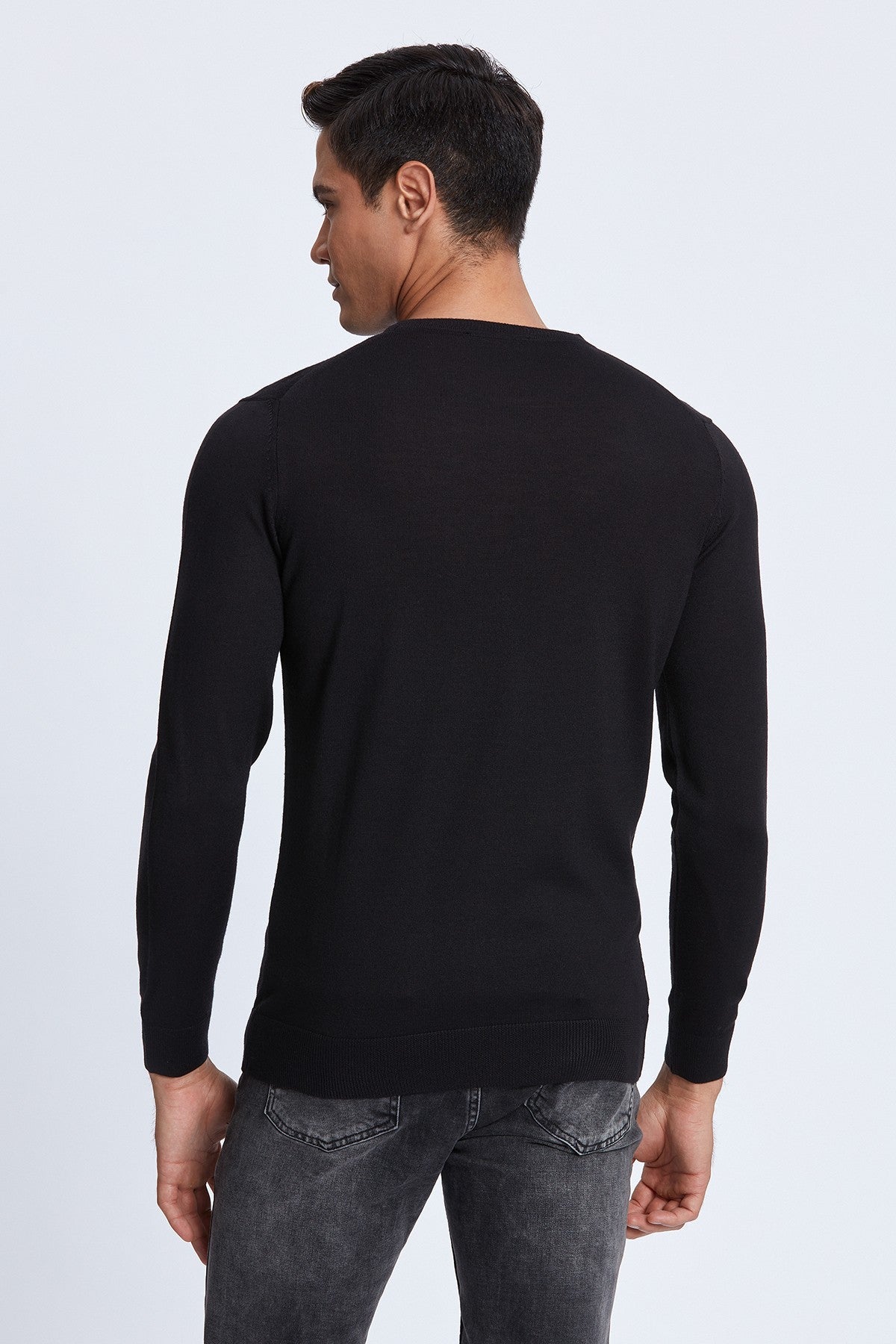 Crewneck Merino Sweater in Black