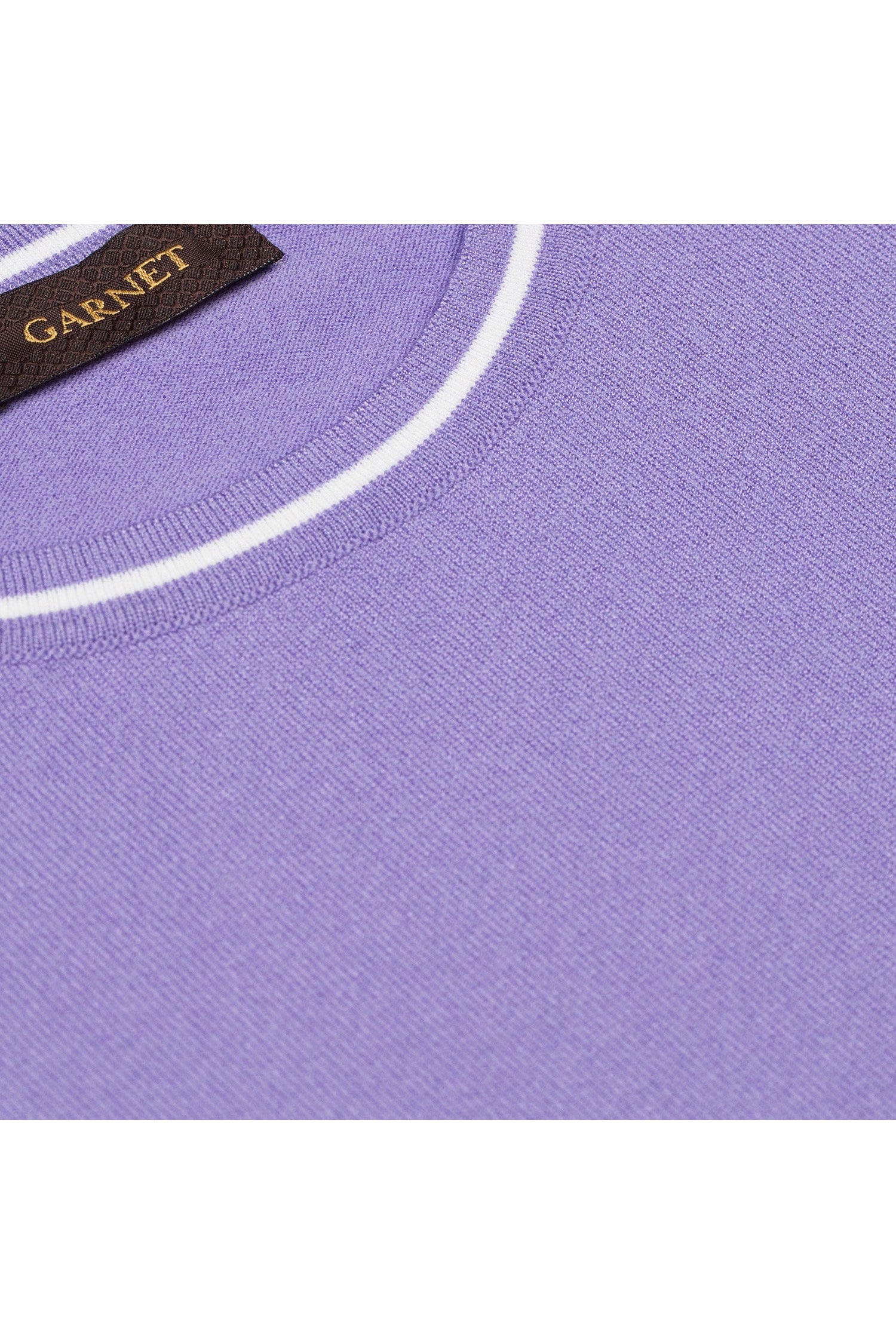 Garnet Men's Ultra Soft Contrast Collar Short Sleeve Sweater 2317001 Lavender