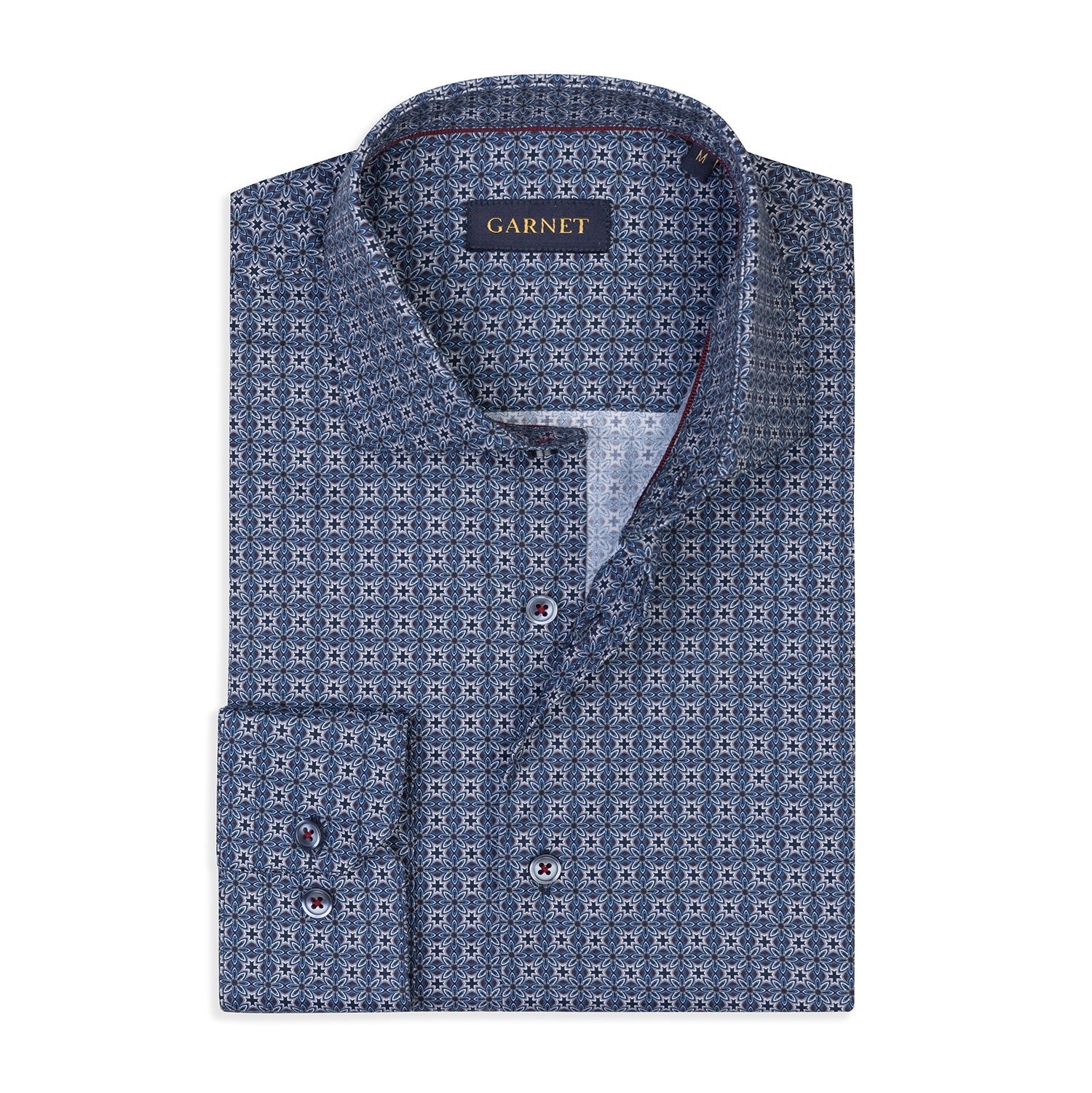 Garnet Men's Mosaic Printed Long Sleeve Shirt 2421089 Navy