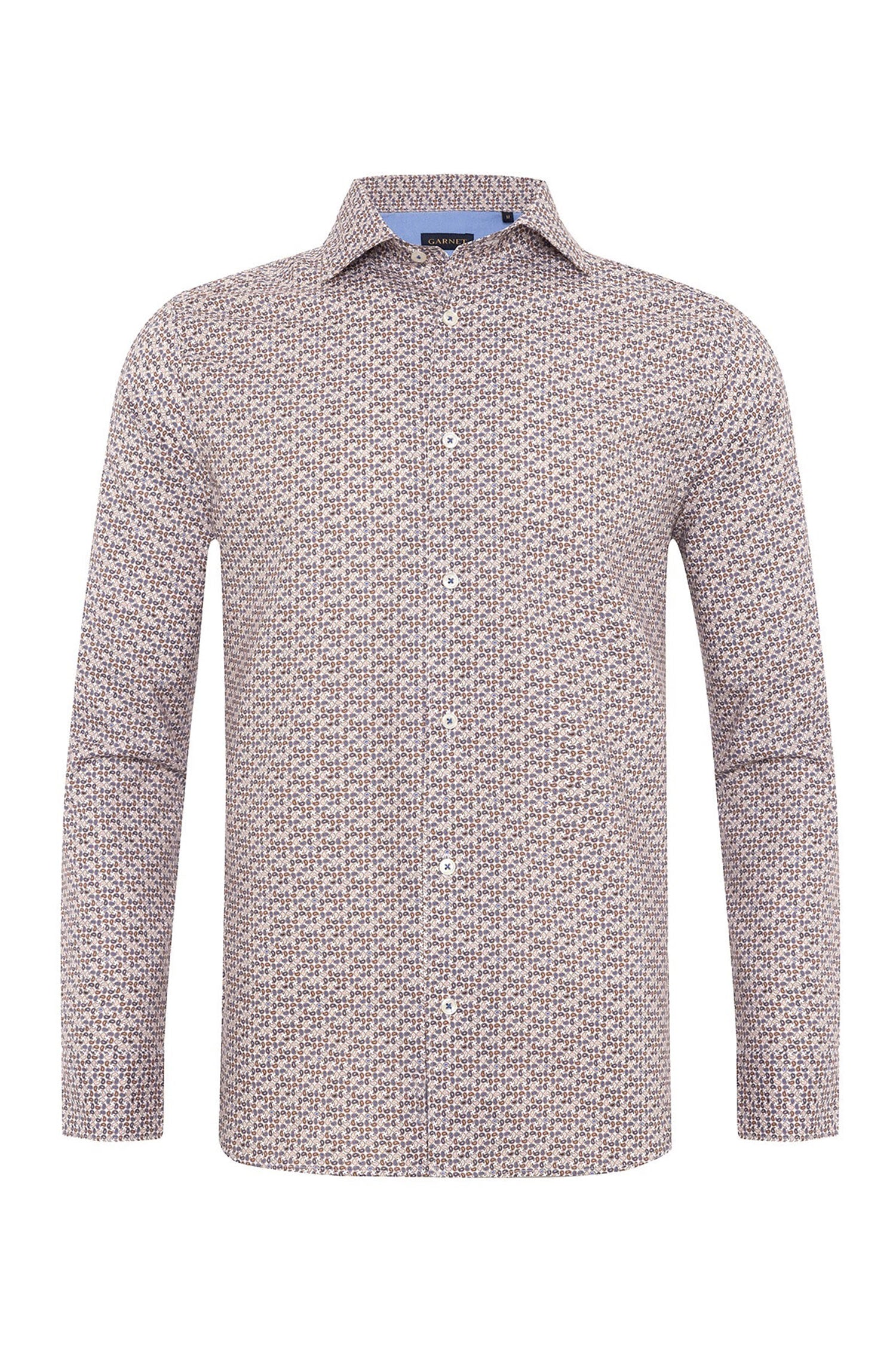 Garnet Men's Roll Up Collar Paisley Printed Long Sleeve Shirt 2421073