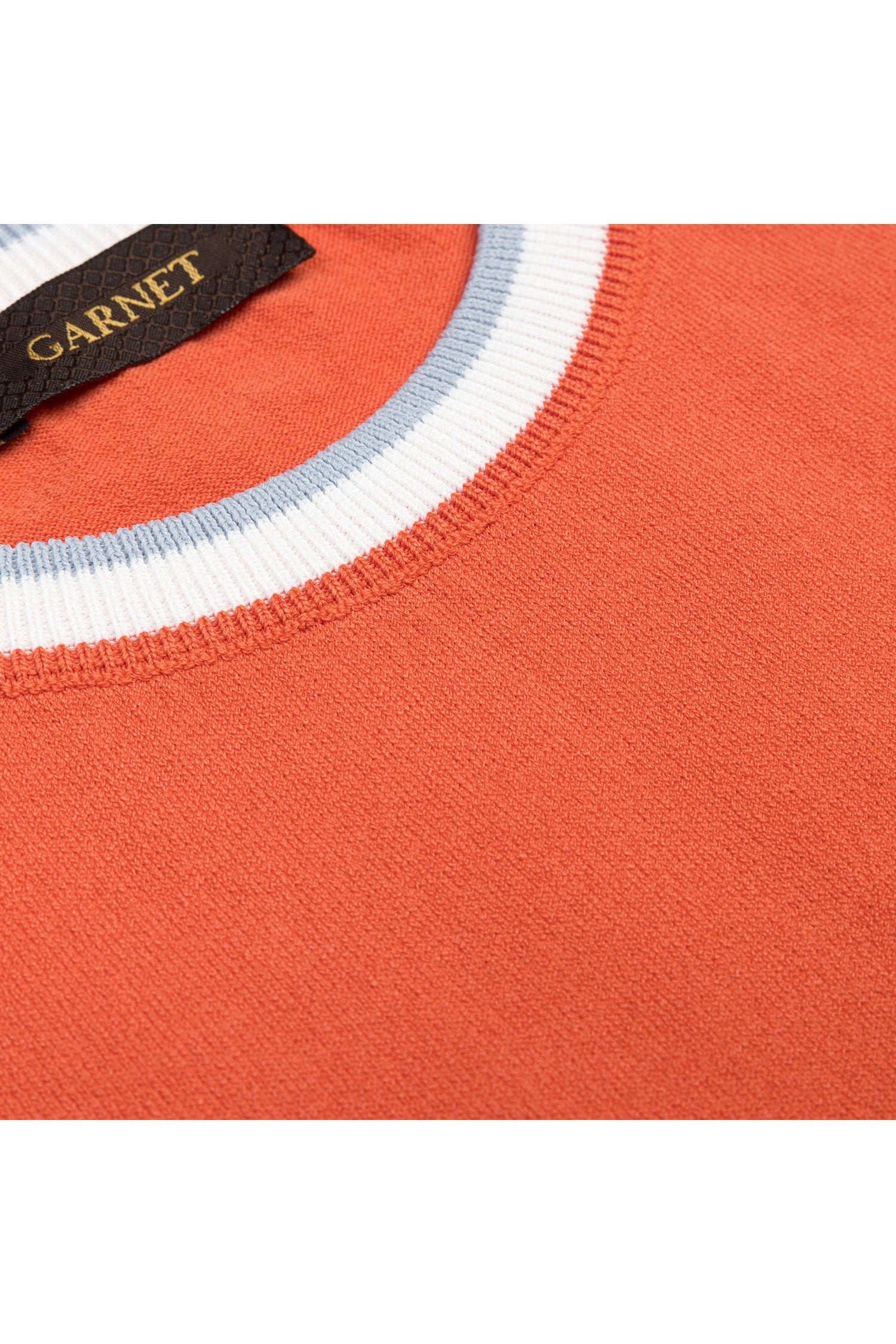 garnet men's Soft Short Sleeve Cotton Blend Sweater 2418002 orange