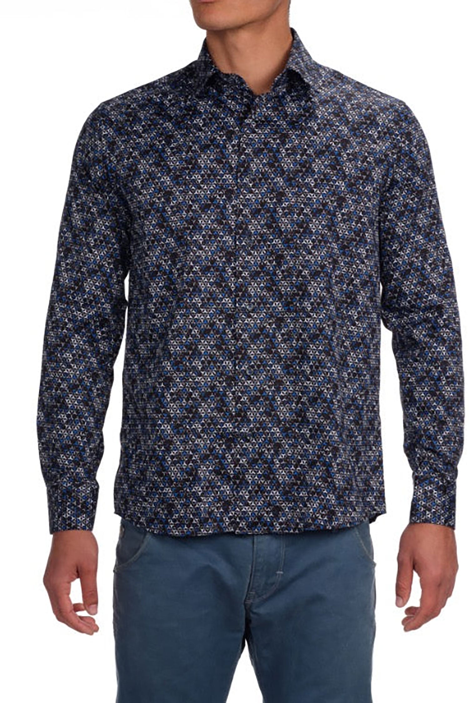 Garnet men's Geometric Triangle Printed Long Sleeve Shirt 2311020