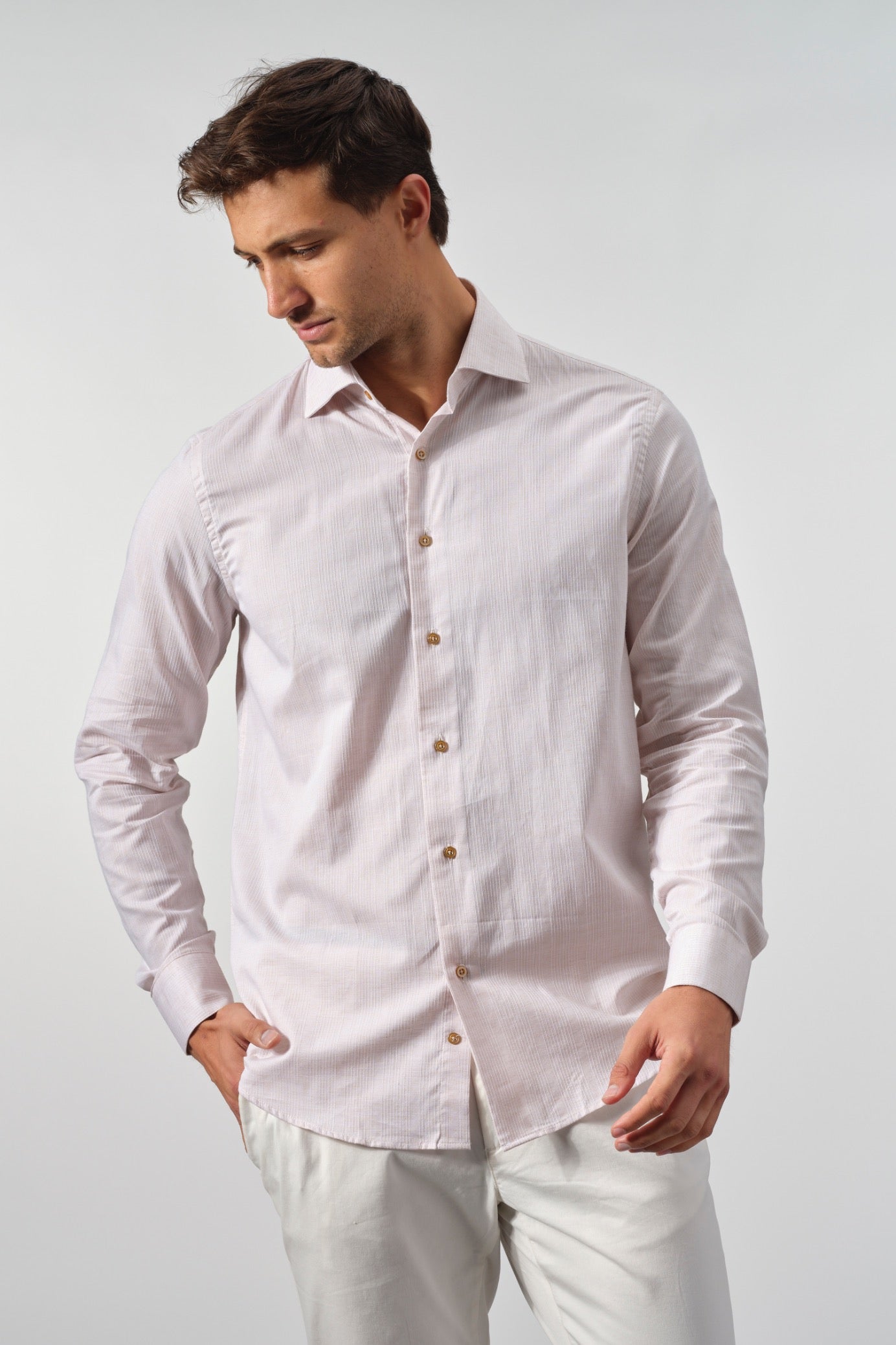 Vertical Weave Cotton-Linen Shirt