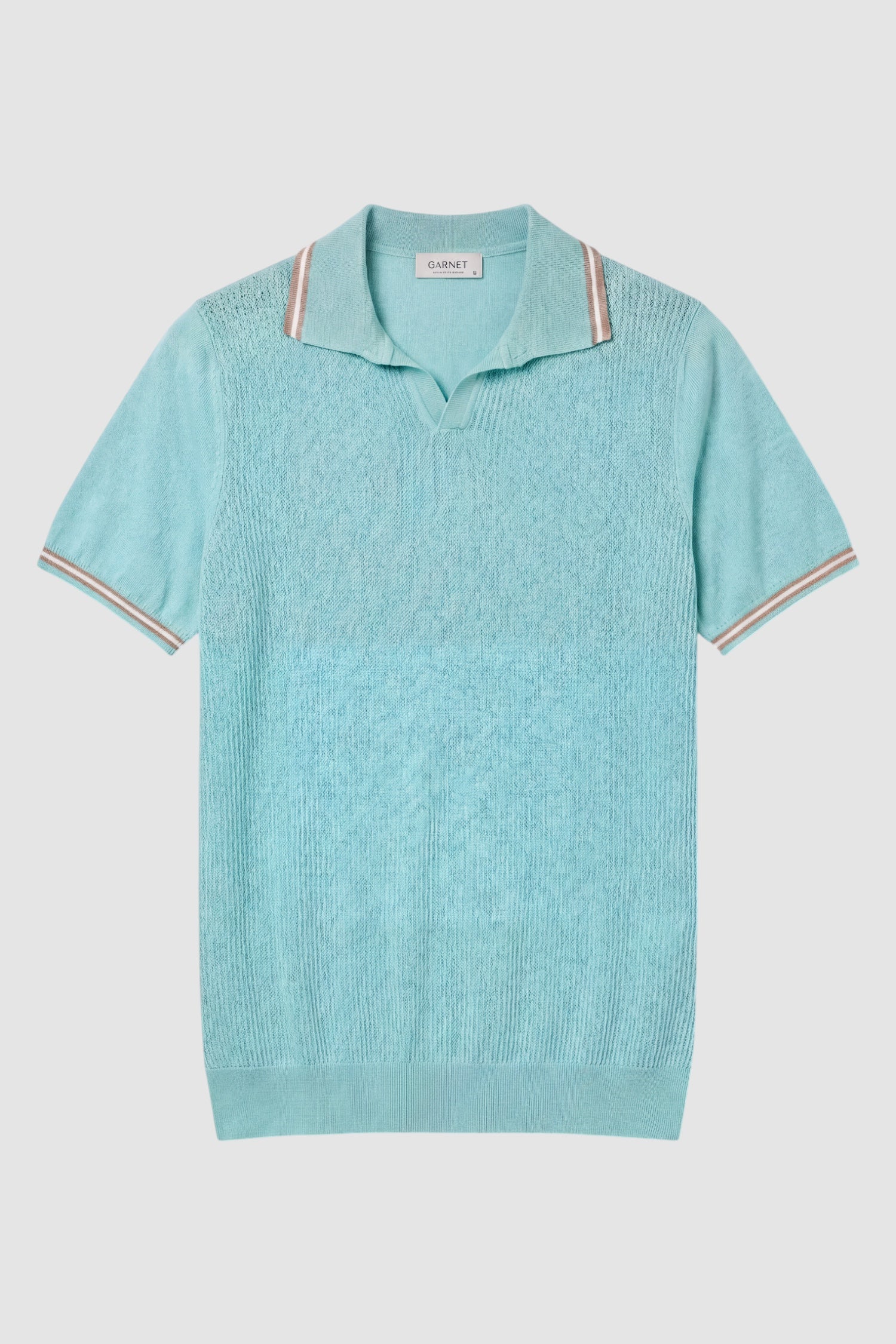 Open Collar Textured Cotton-Tencel Polo