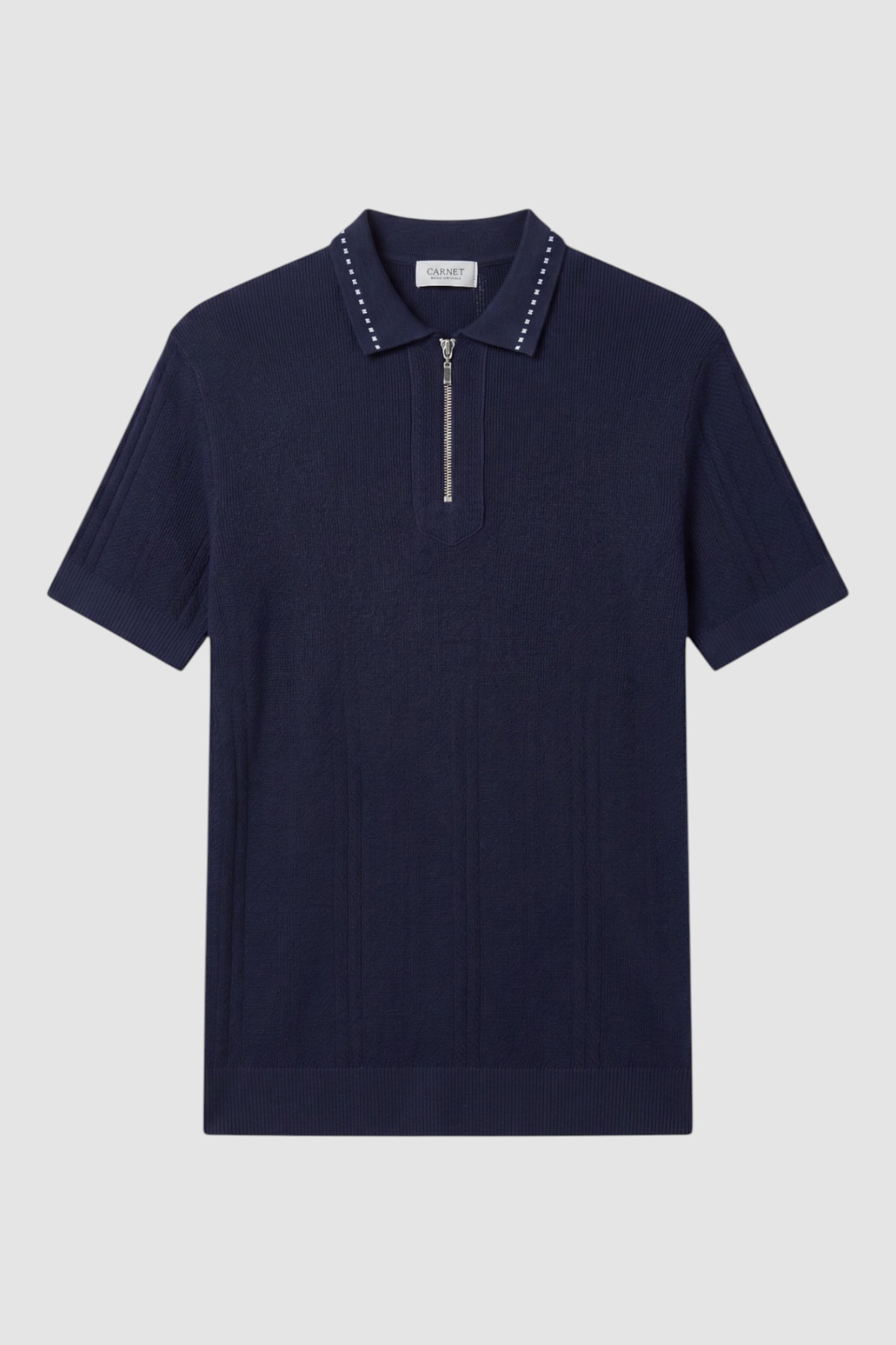 Ribbed Zip Knit Polo