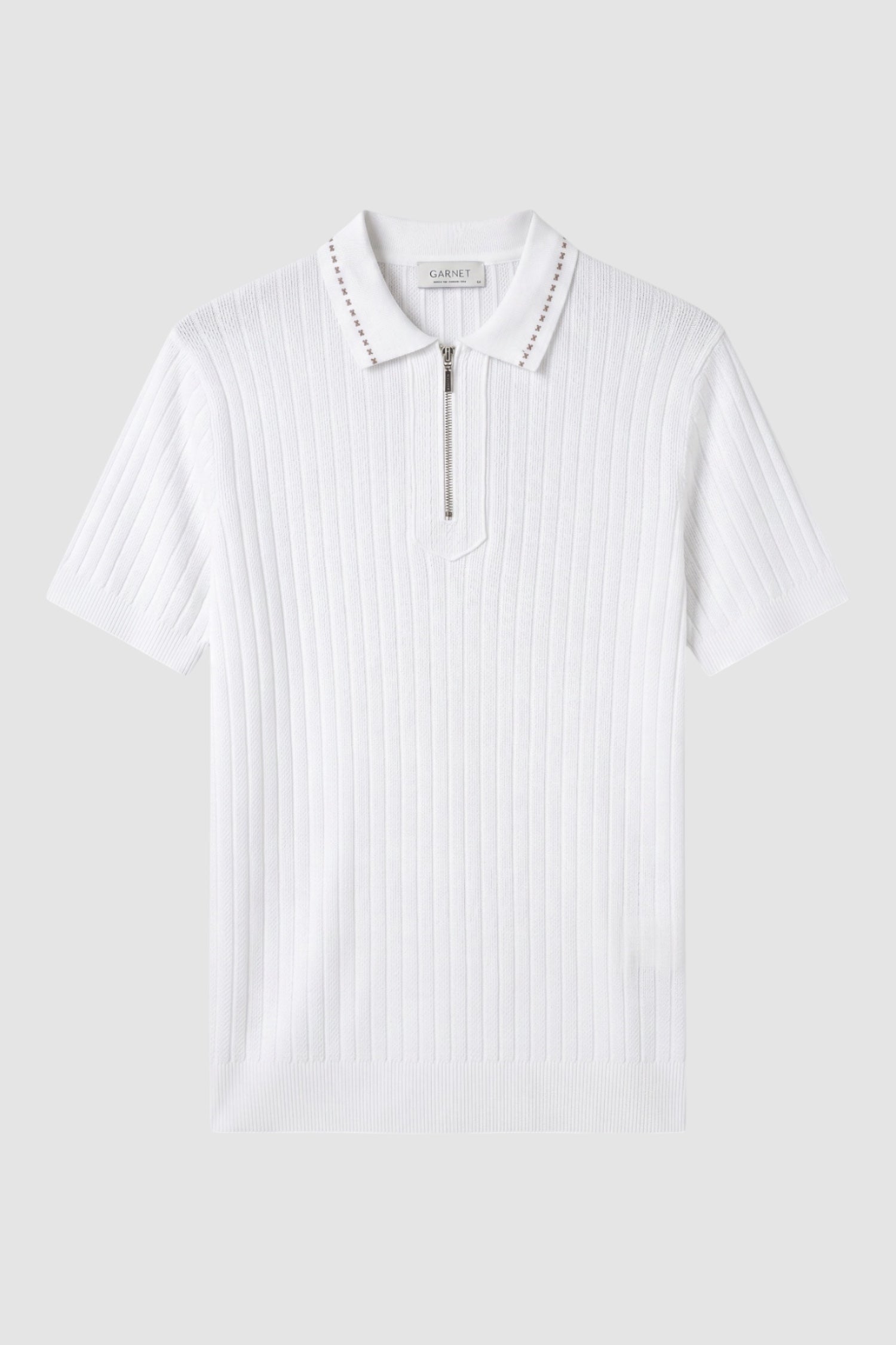 Ribbed Zip Knit Polo