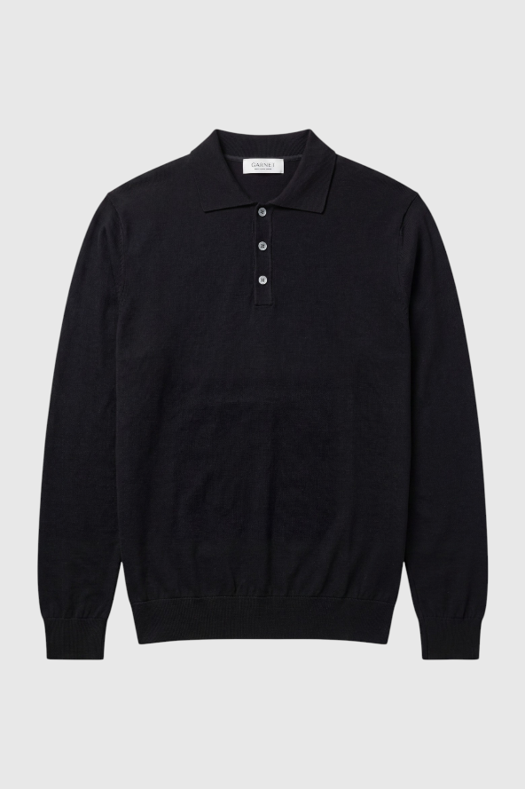 Merino Wool Solid Polo Sweater