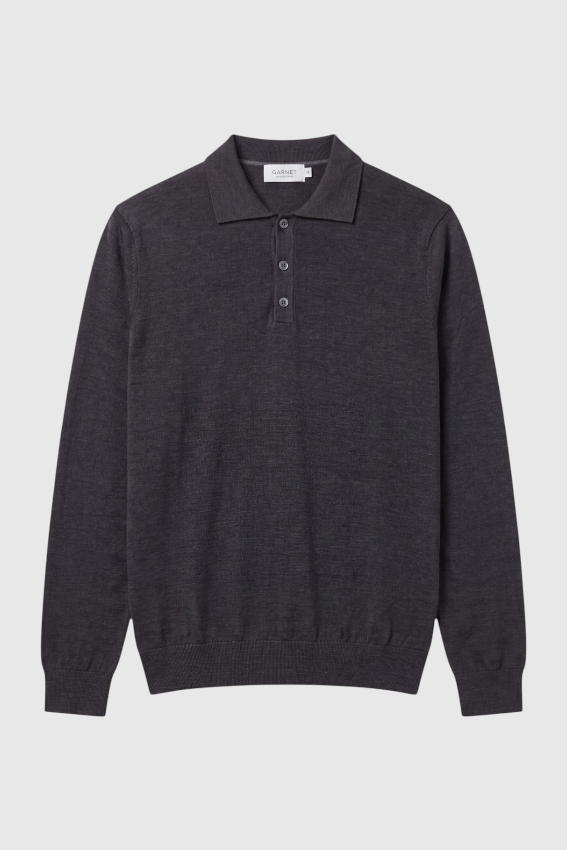 Merino Wool Solid Polo Sweater