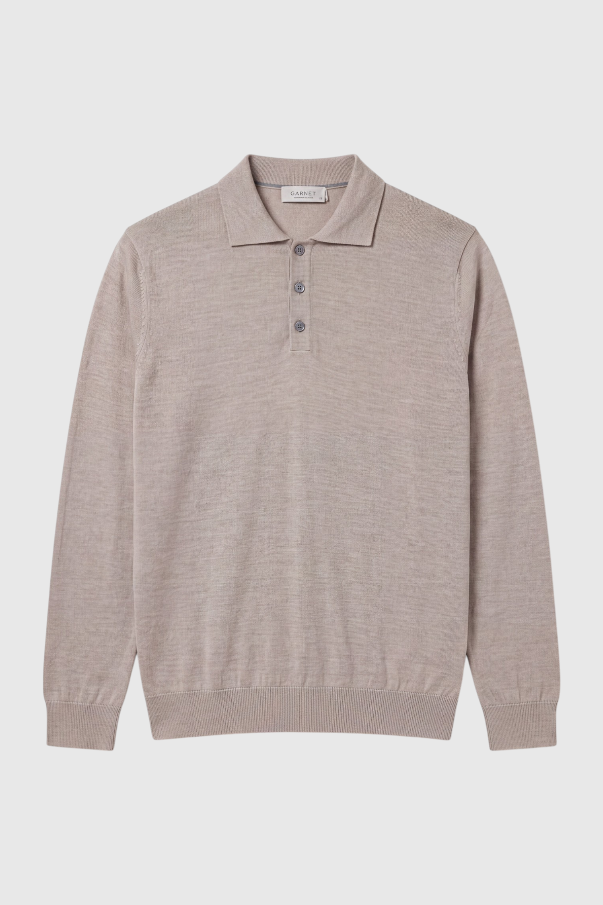 Merino Wool Solid Polo Sweater