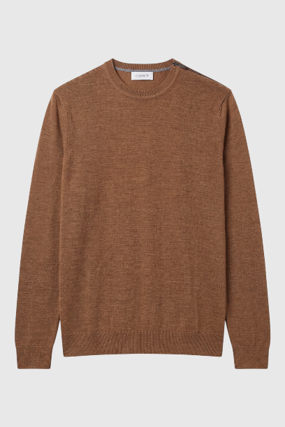 Merino Wool Solid Crew Neck Sweater