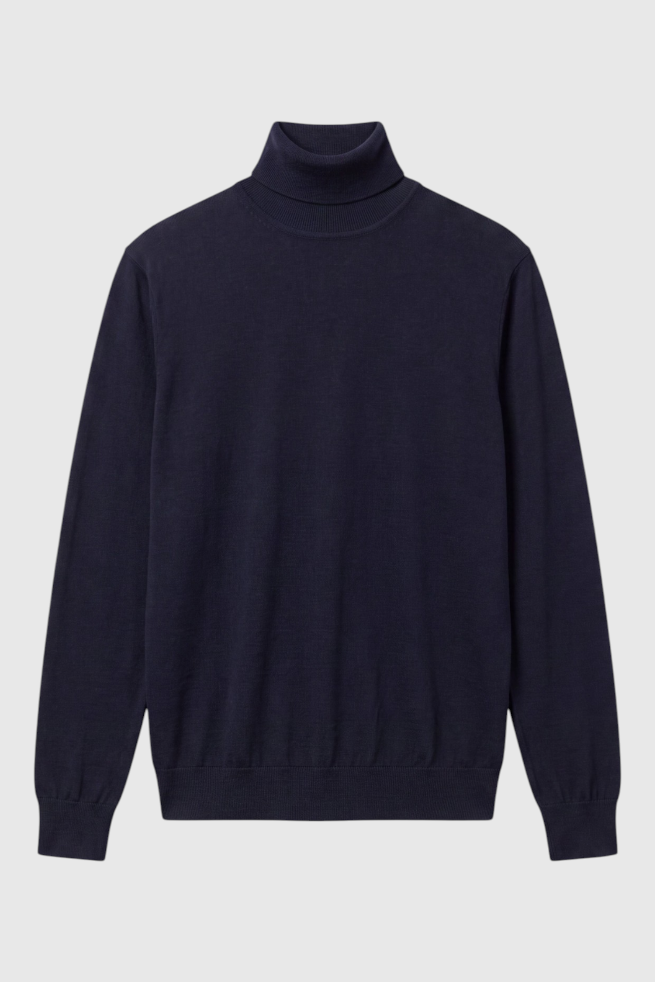 Merino Wool Solid Turtle Neck Sweater