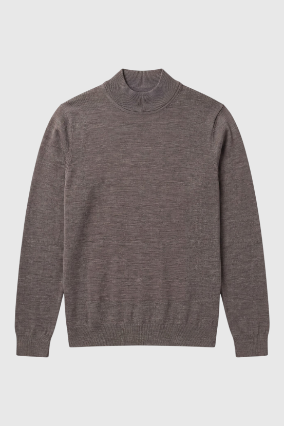 Merino Wool Solid Mock Neck Sweater