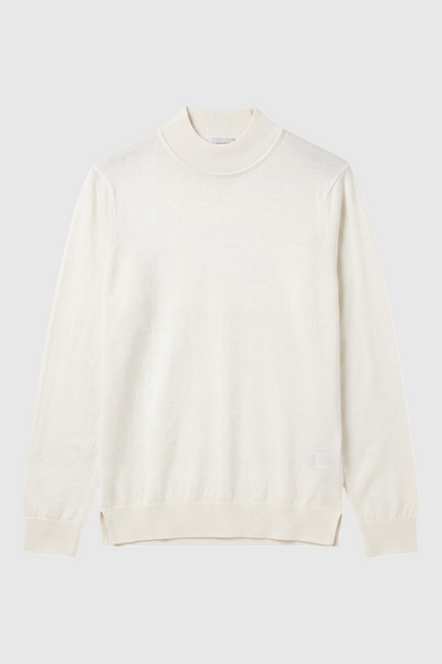 Merino Wool Solid Mock Neck Sweater