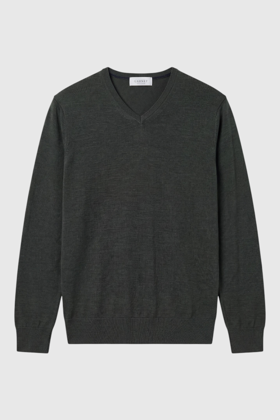 Merino Wool Solid V-Neck Sweater
