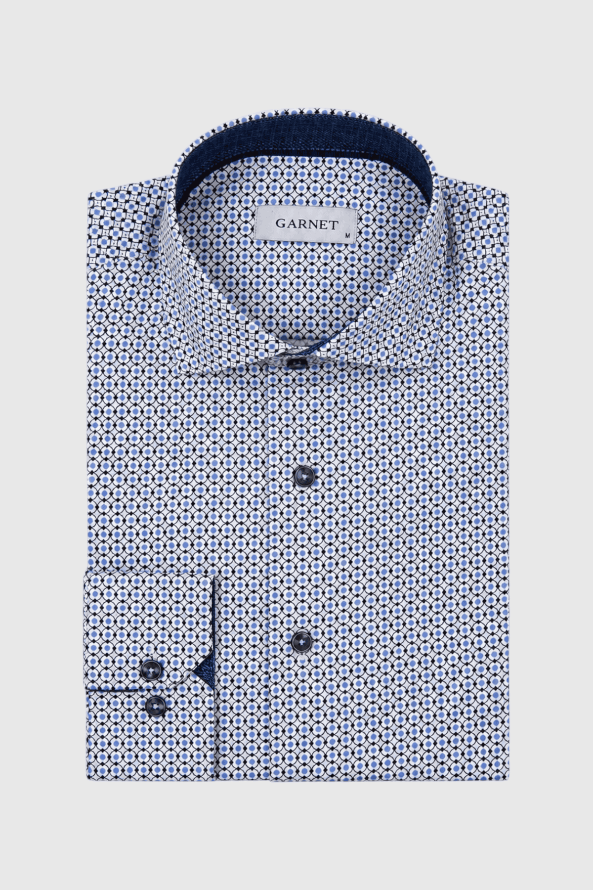 Callum Micro-Pattern Contrast-Trim Shirt